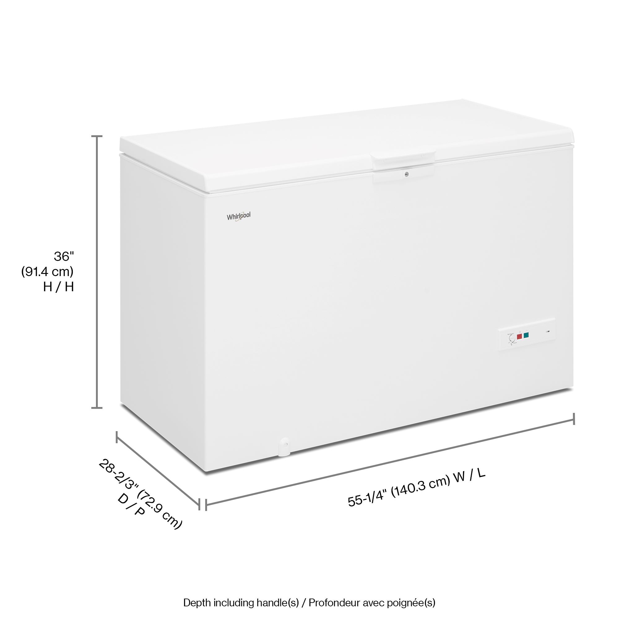 Whirlpool 16 cu ft Manual Defrost Chest Freezer with Temperature Alarm White
