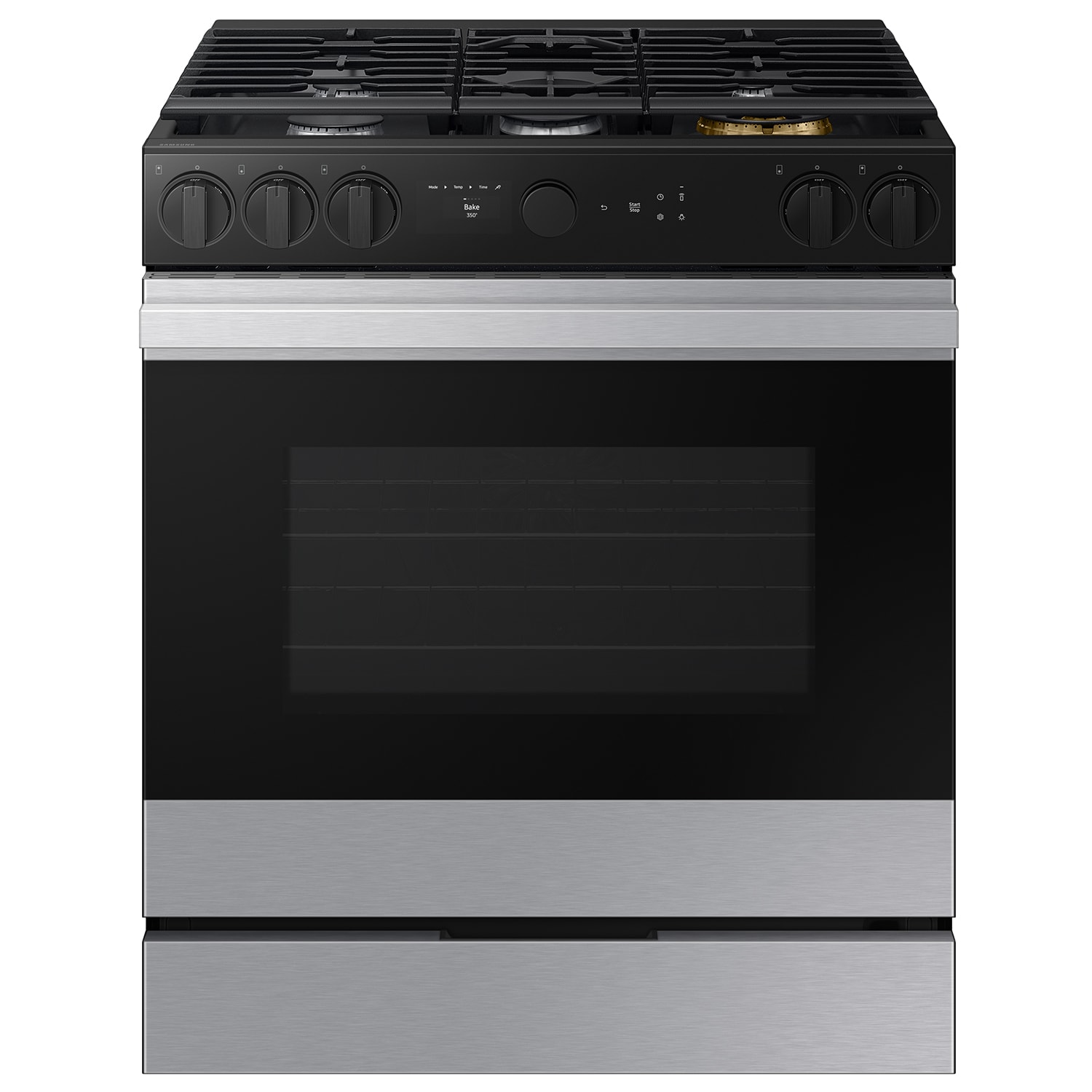 Samsung Bespoke 30-in 5 burners 6-cu ft Air Fry Convection Oven Slide-In Natural Gas Range ( Stainless steel )