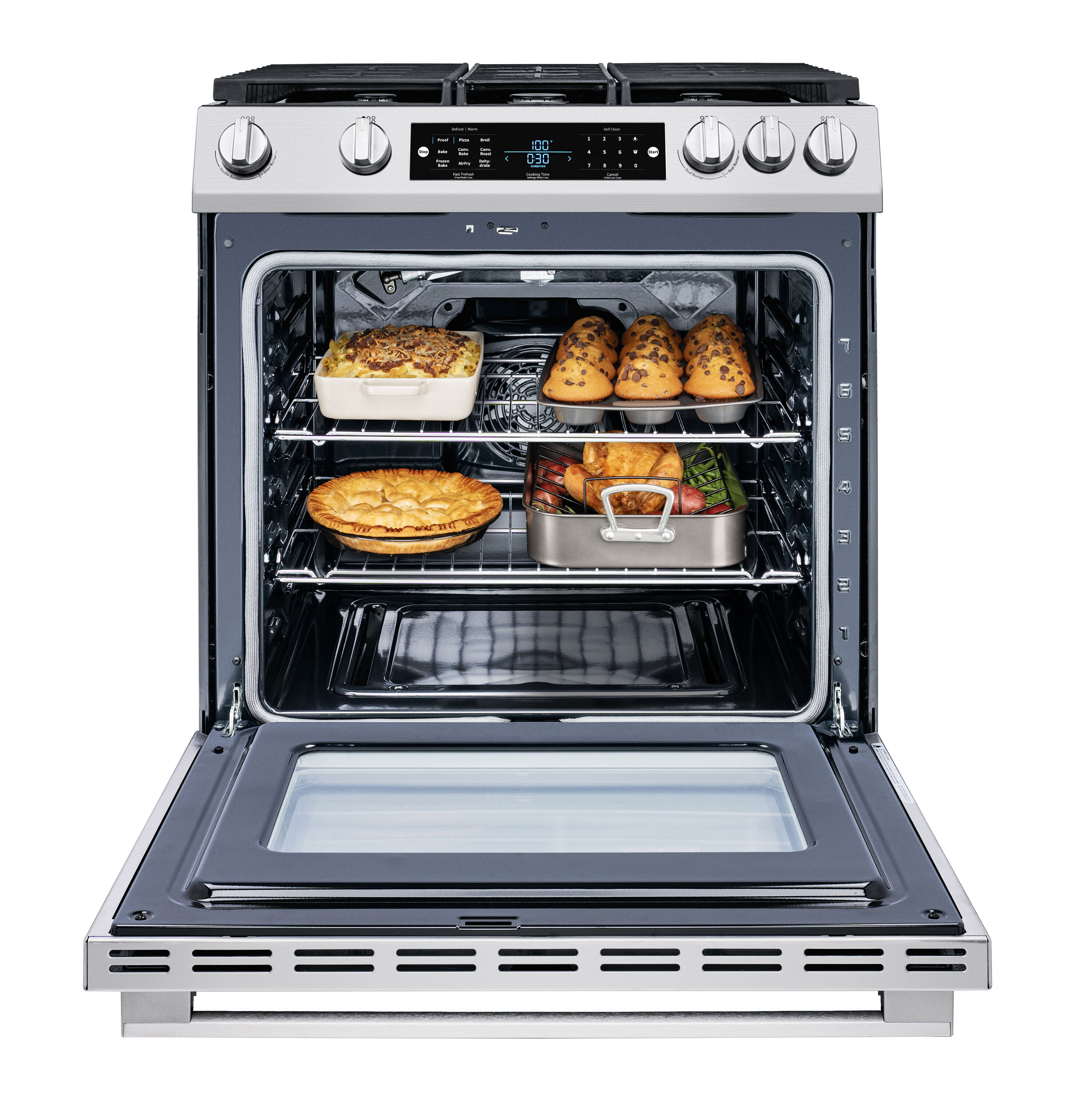 Hisense 30-in 6 burners 5.8-cu ft Air Fry Convection Oven Slide-In Natural Gas Range ( Stainless Steel )