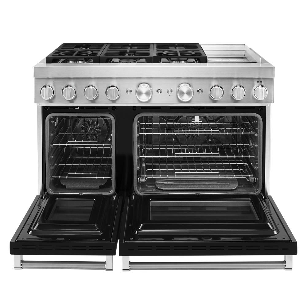 KitchenAid Commercial Style 48-in 4.1-cu ft / 2.2-cu ft Convection Oven Freestanding Double Oven Dual Fuel Range ( Imperial Black )