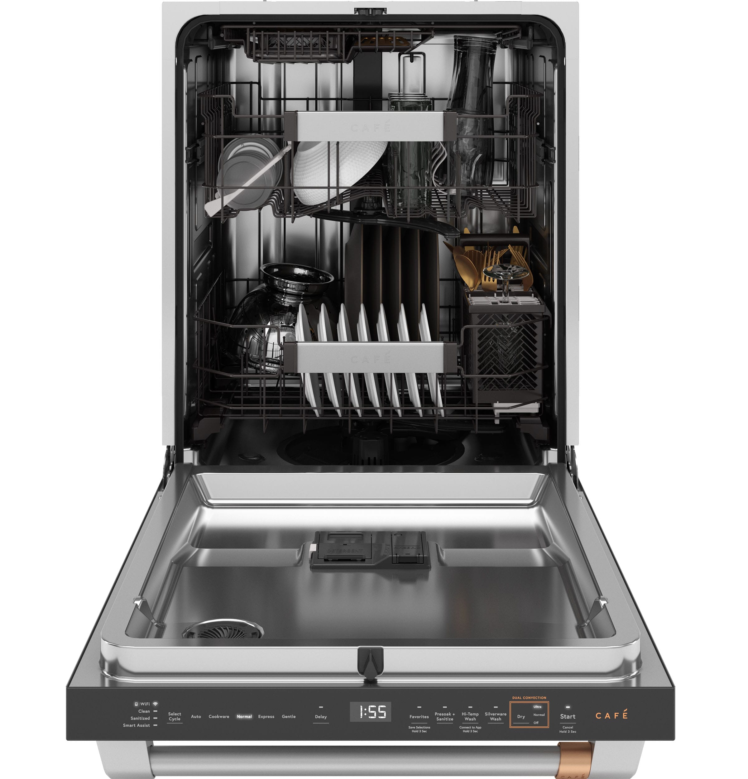 Cafe Top Control 24 in Smart Built In Dishwasher With Third Rack Stainless Steel ENERGY STAR 39 dBA