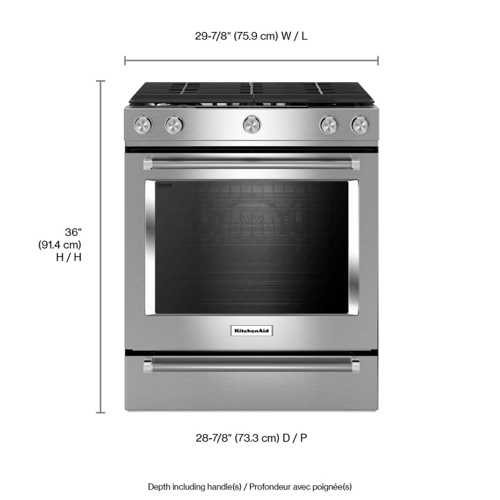 KitchenAid 30-in 5 burners 5.8000-cu ft Convection Oven Slide-In Natural Gas Range ( Stainless steel )