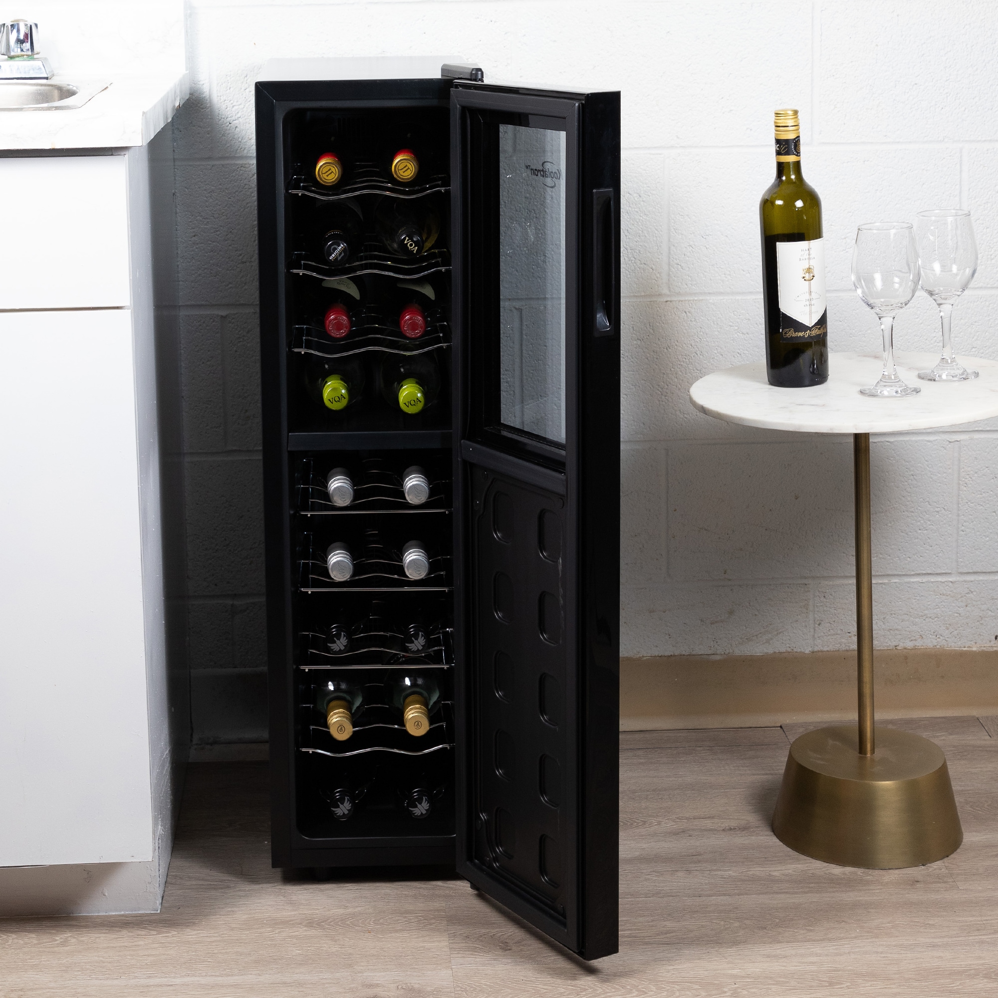 Koolatron 10-in W 18 -Bottles Black Dual Zone Cooling Freestanding Indoor Wine Cooler