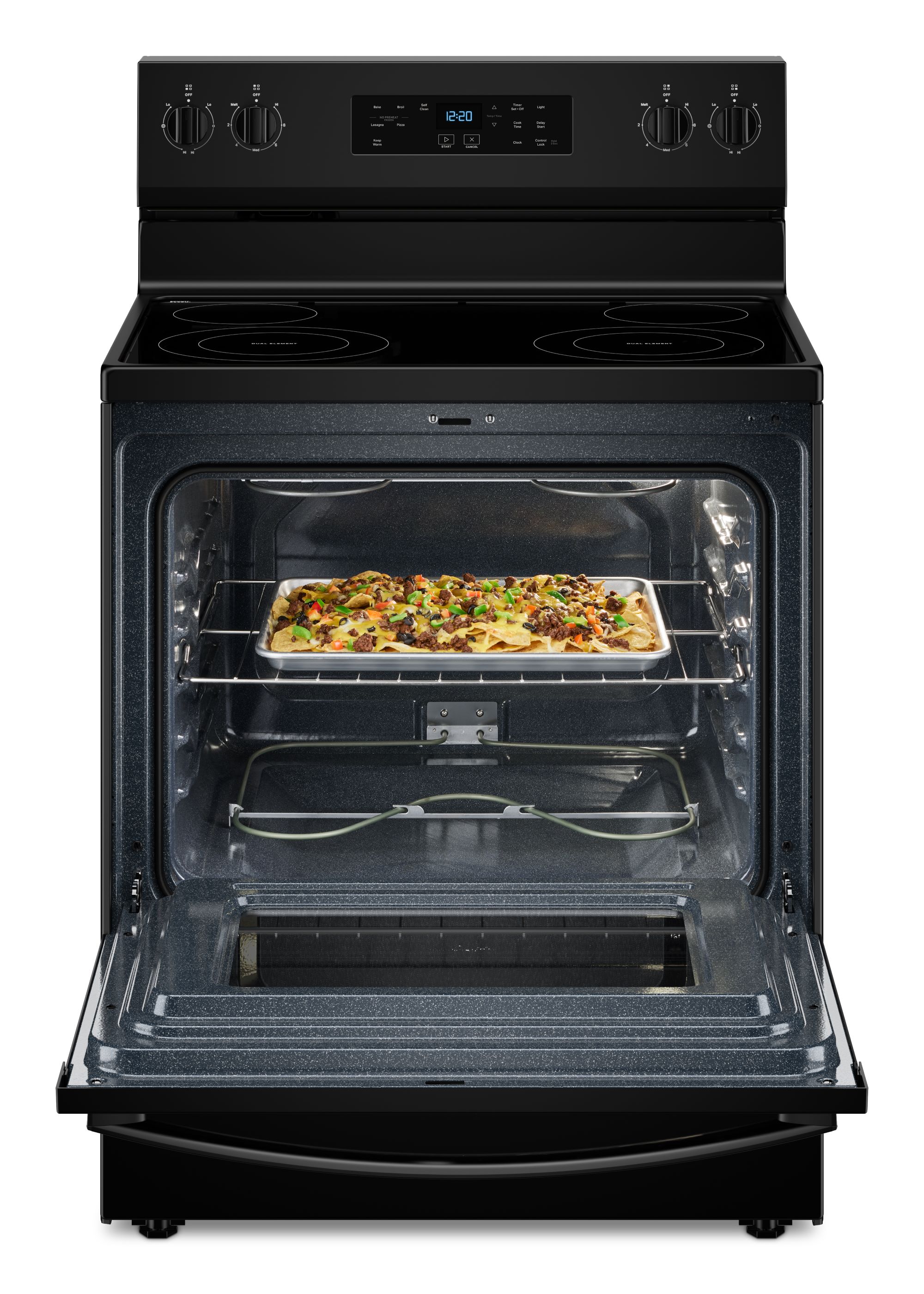 Whirlpool 30-in Glass Top 4 burners 5.3-cu ft Freestanding Electric Range ( Black )