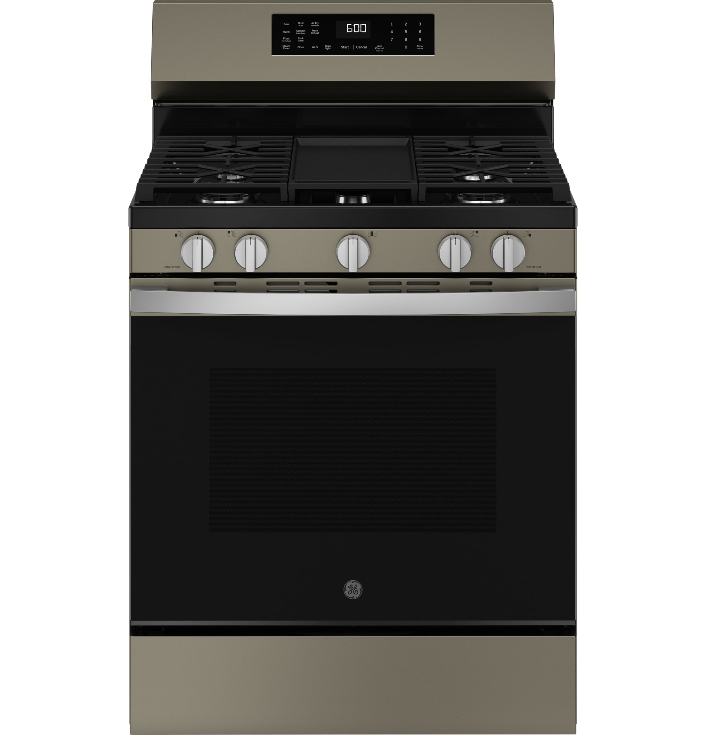 GE 30-in 5 burners 5.3-cu ft Air Fry Convection Oven Freestanding Natural Gas Range ( Slate )
