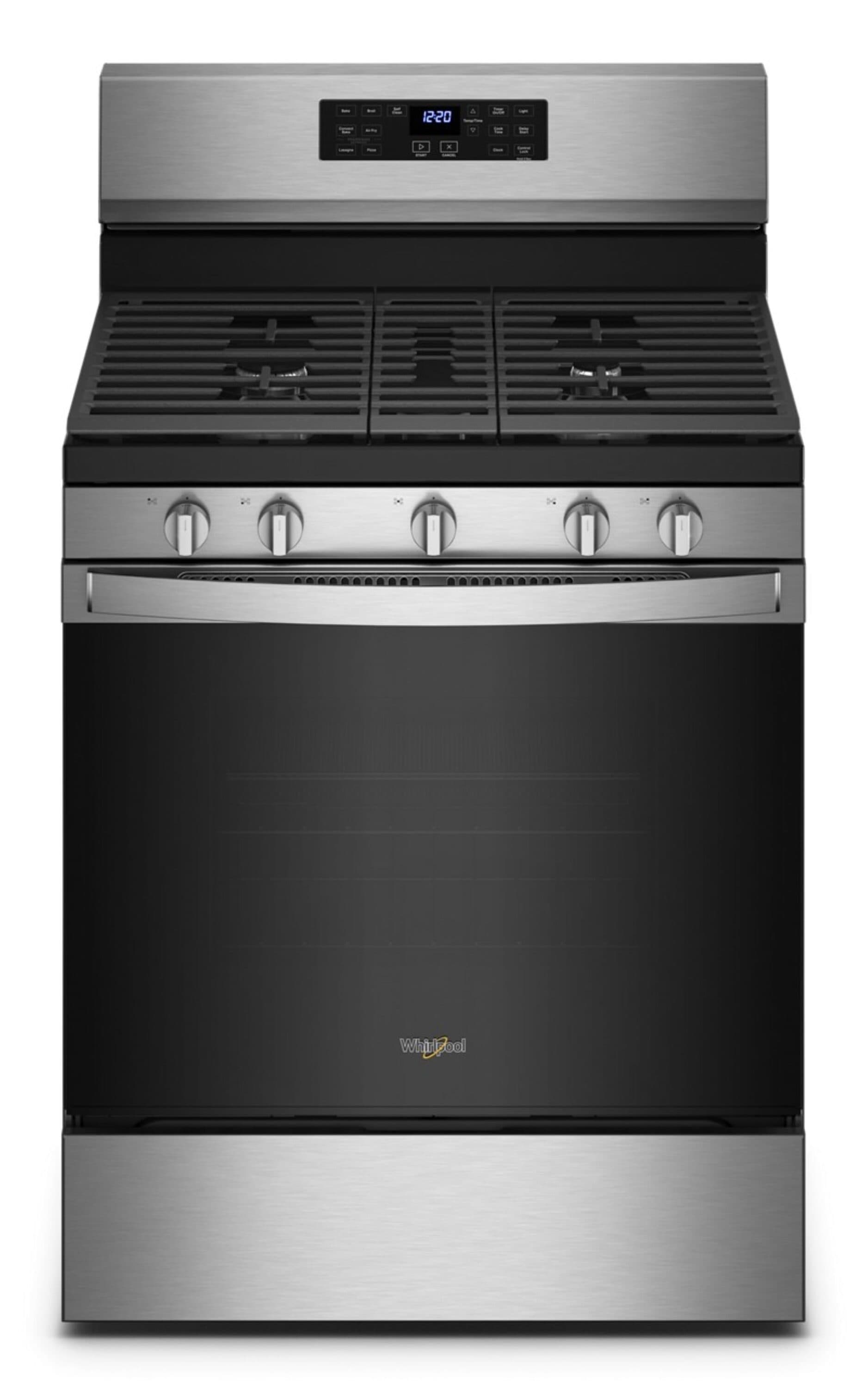 Whirlpool 30-in 5 burners 5.0-cu ft Air Fry Convection Oven Freestanding Natural Gas Range ( Fingerprint Resistant Stainless Steel )