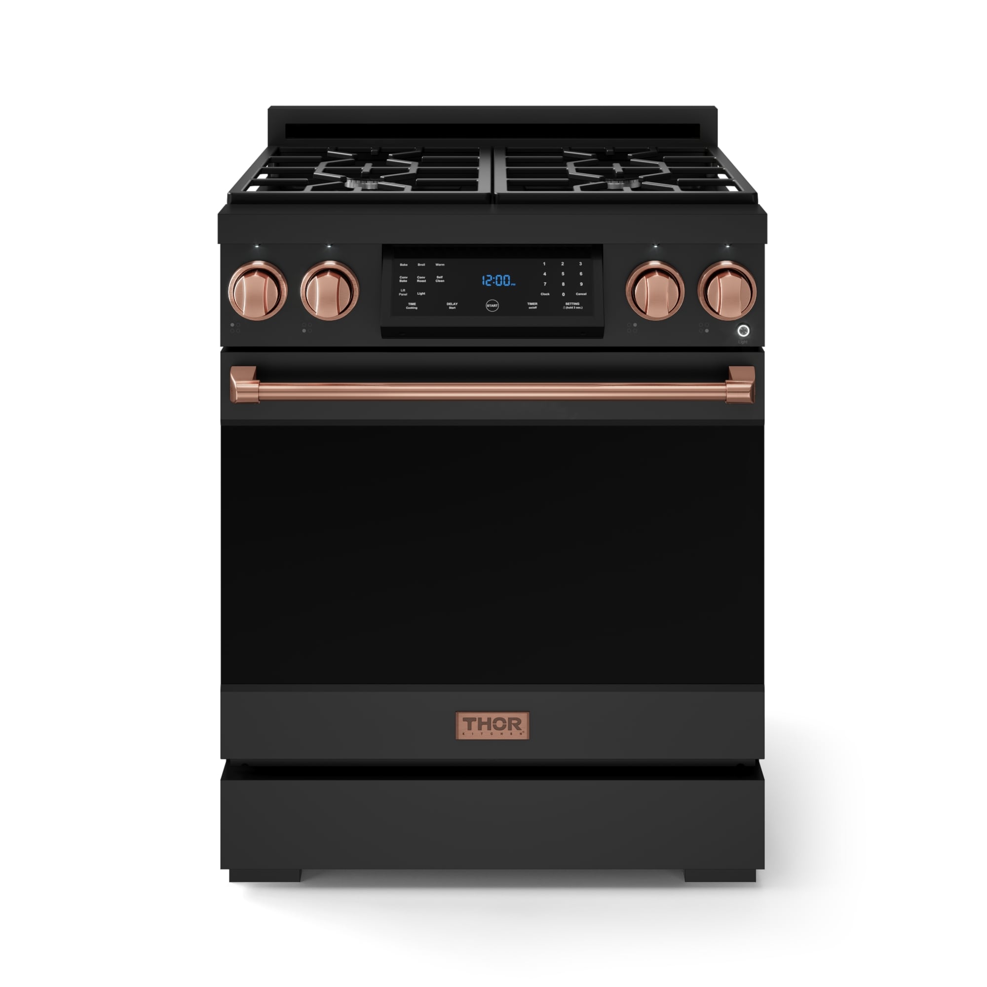 Thor Kitchen Gordon Ramsay Series 30-in 4 burners 4.55-cu ft Convection Oven Freestanding Liquid Propane Gas Range ( Matte Black with Rose Gold Accents )