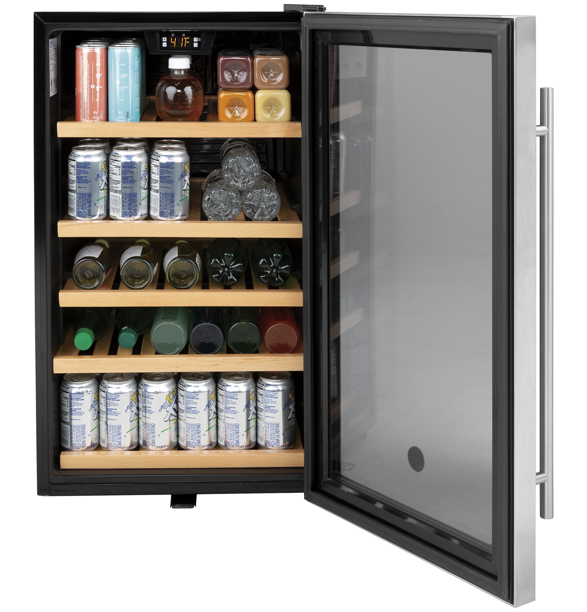 GE 19-Inches W 31 -Can Capacity Stainless Steel Built-in/Freestanding Indoor Beverage Refrigerator with Glass Door