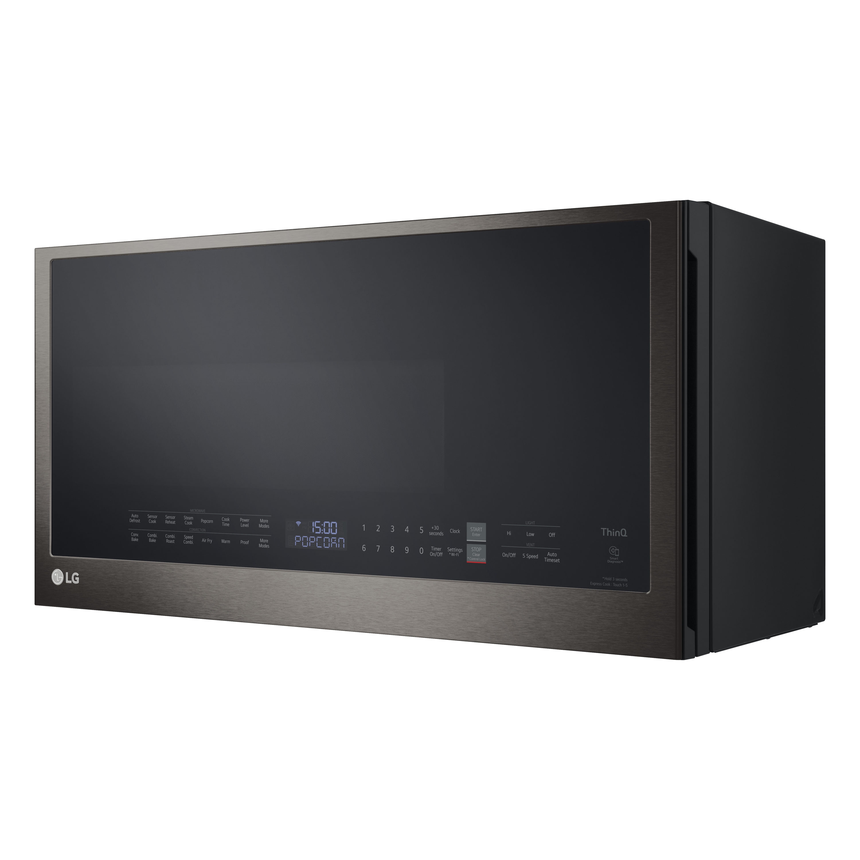 LG 1 7 cu ft 1650 Watt Smart Over the Range Convection Microwave with Sensor Cooking Printproof Black Stainless Steel