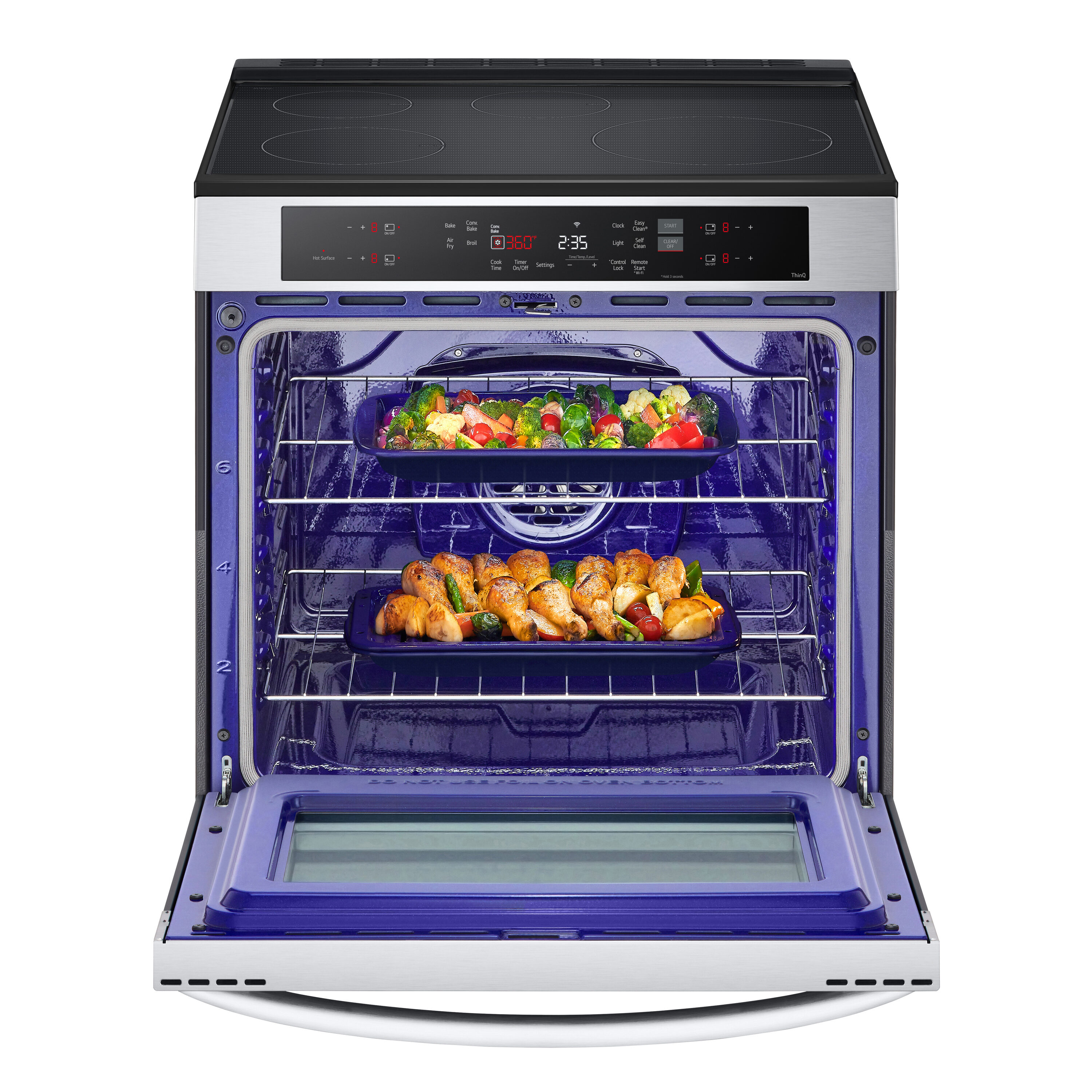 LG 30-in 4 Burners 6.3-cu ft Air Fry Convection Oven Slide-in Single Induction Range (Printproof Stainless Steel)