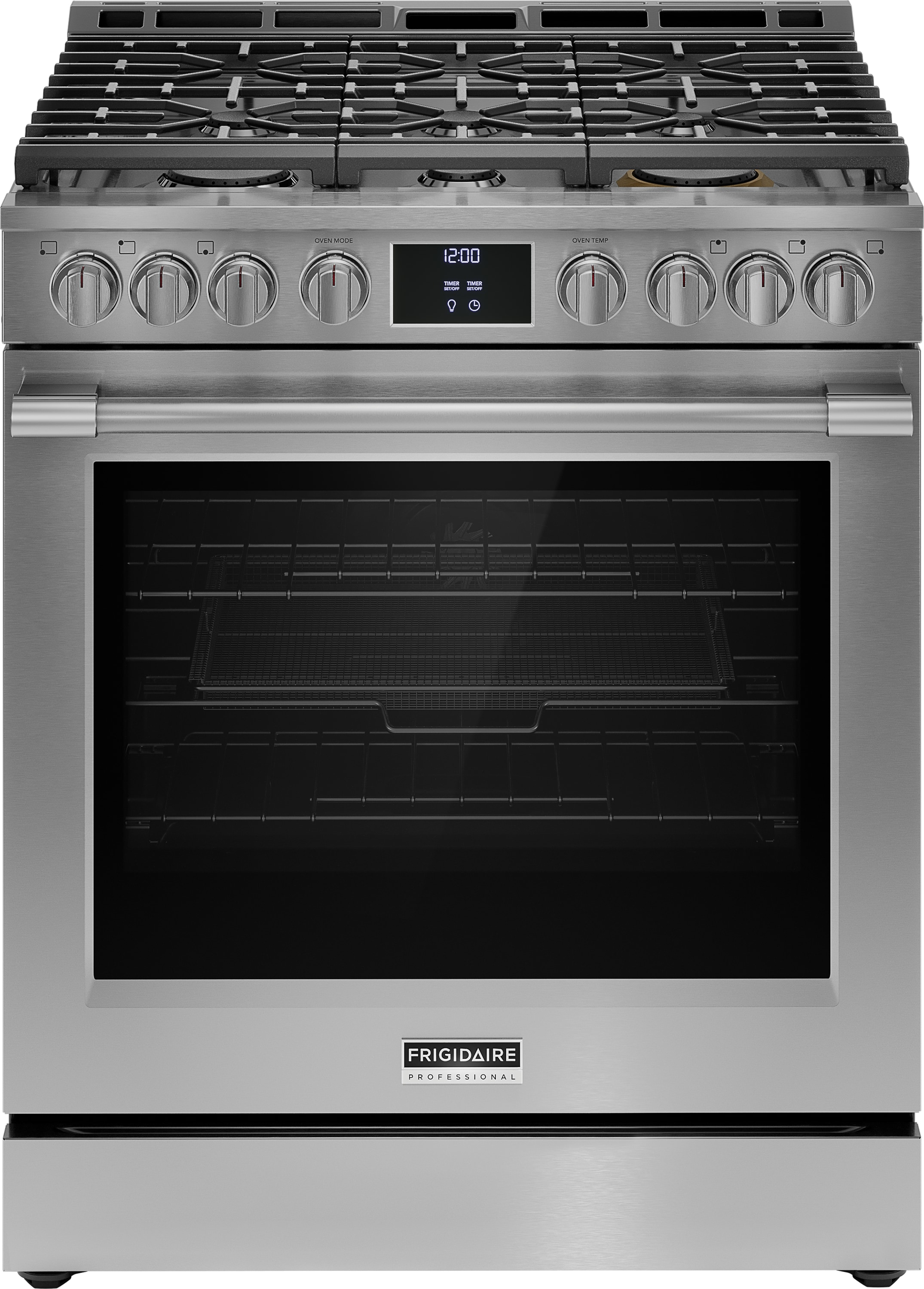 Frigidaire Professional 30-in 6 burners 6-cu ft Air Fry Convection Oven Slide-In Natural Gas Range ( Smudge-Proof Stainless Steel )