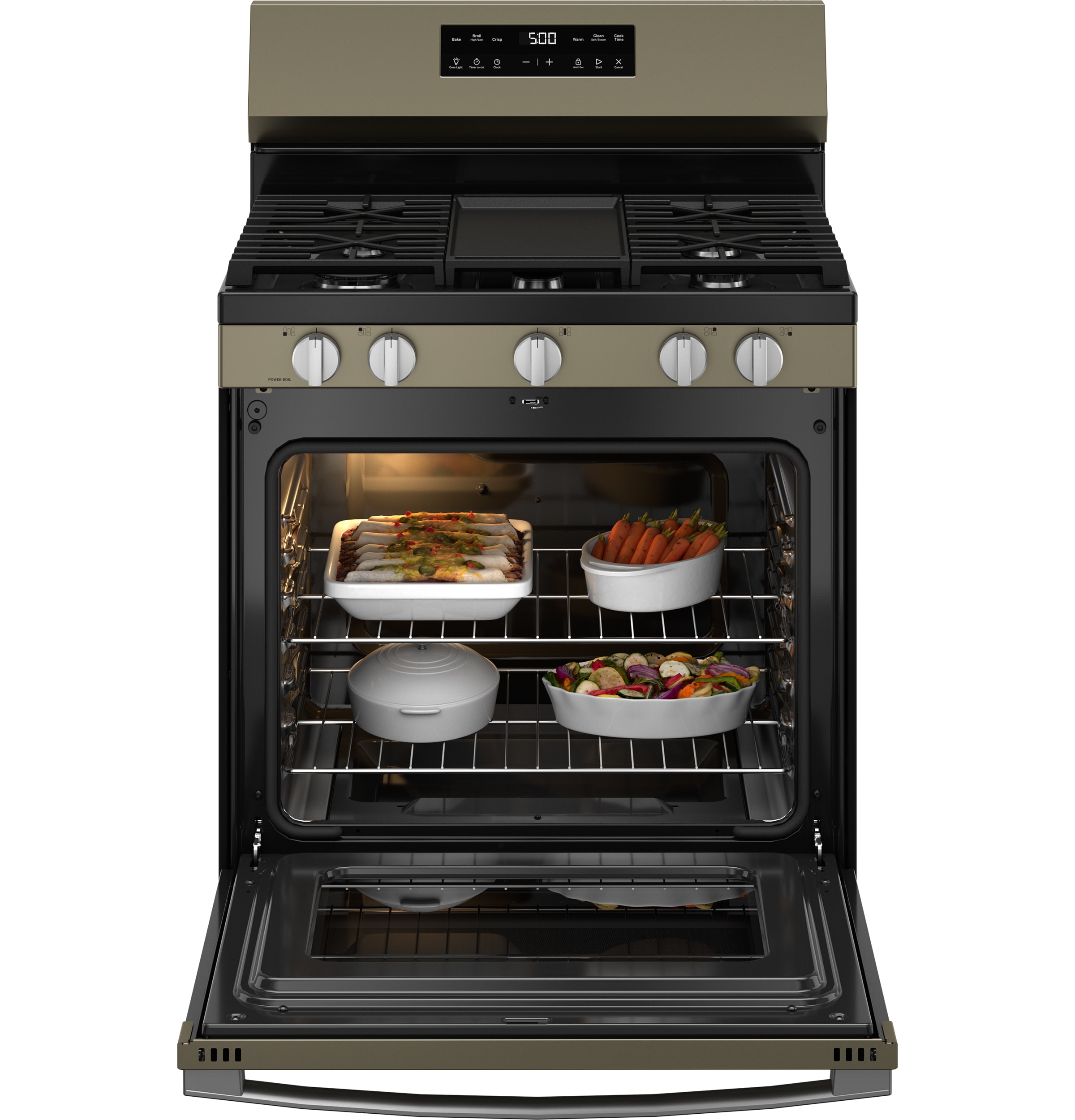 GE 30-in 5 burners 5.3-cu ft Freestanding Natural Gas Range ( Slate )