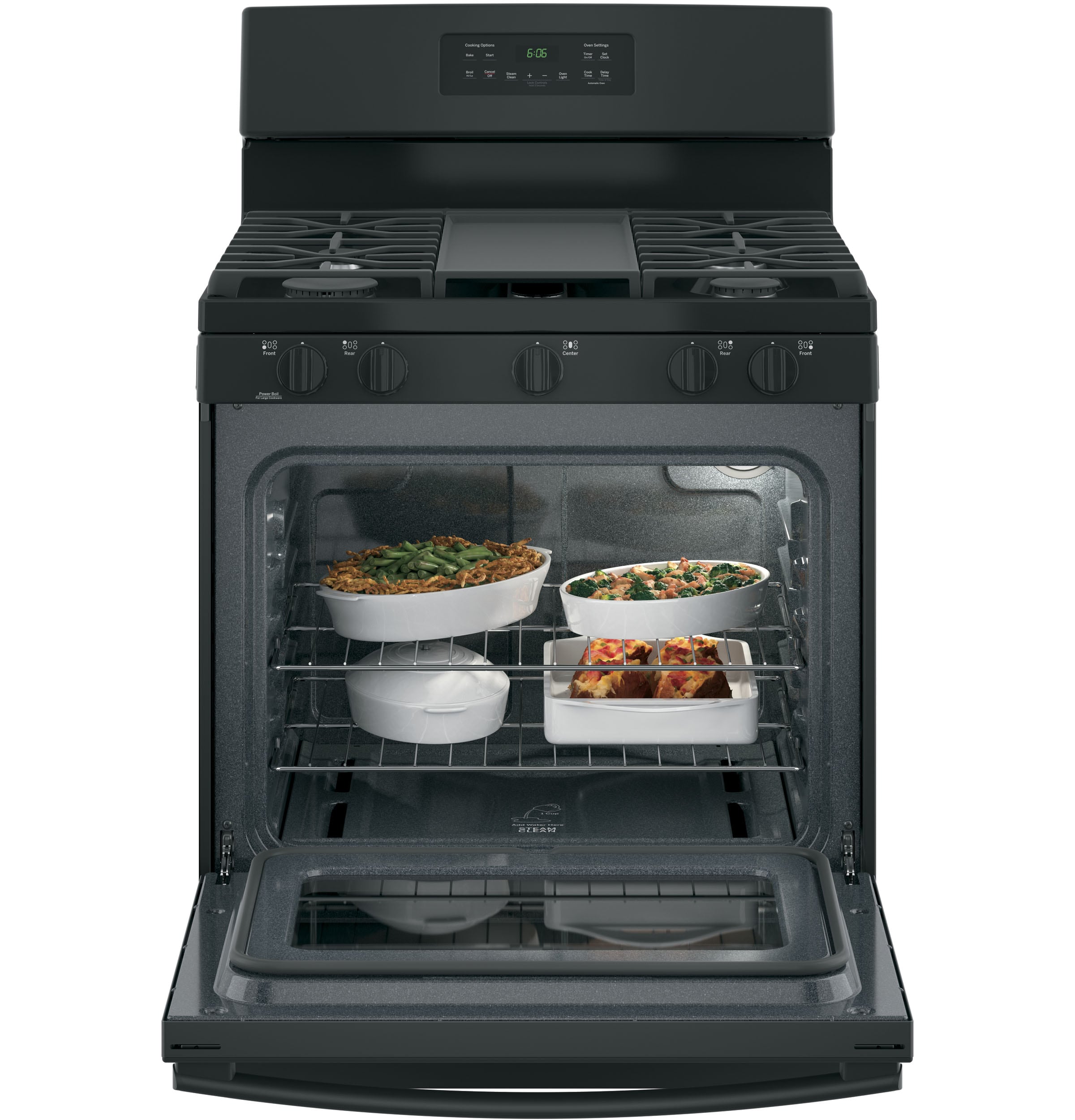 GE 30-in 5 burners 5-cu ft Freestanding Natural Gas Range ( Black )