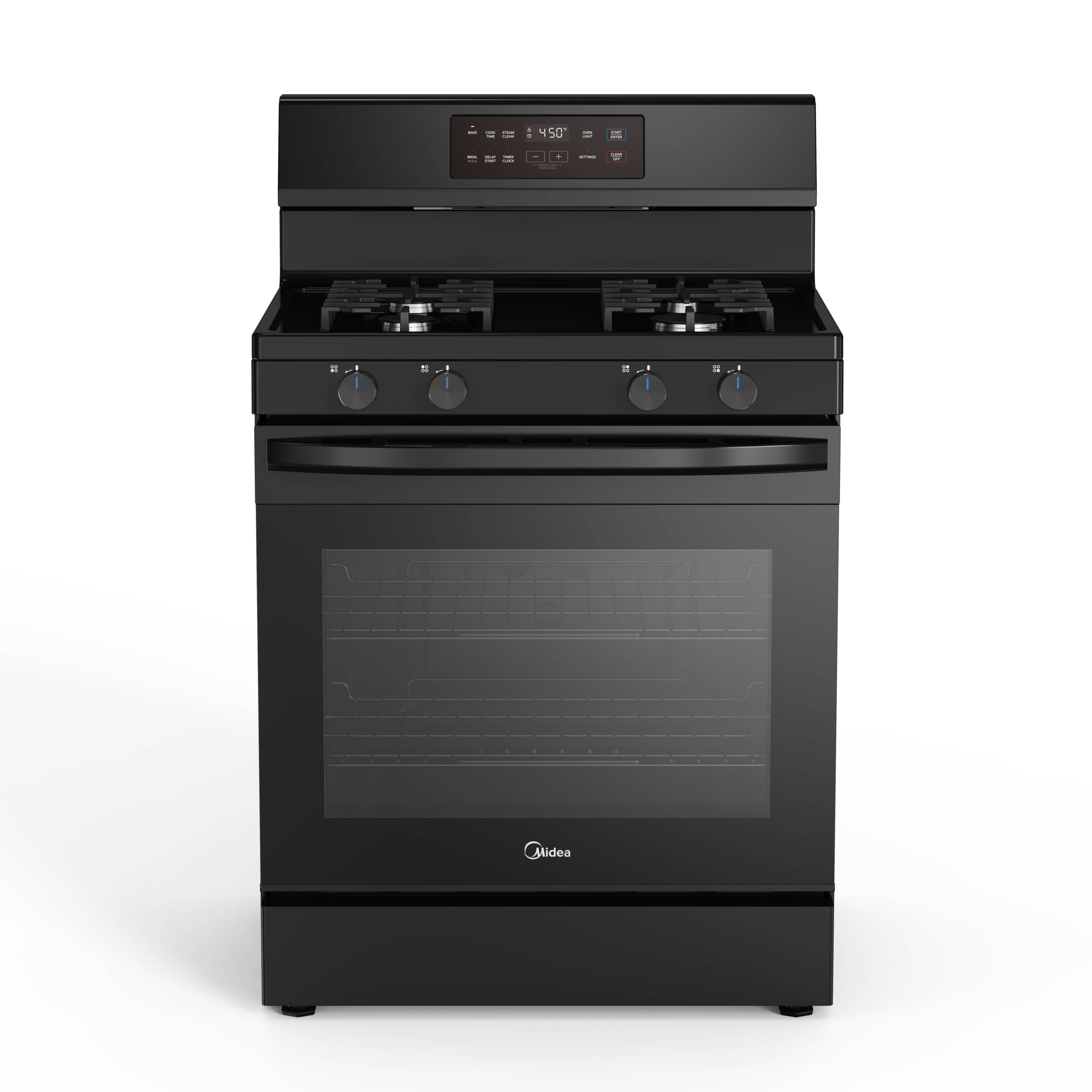Midea 30-in 4 burners 6.1-cu ft Freestanding Natural Gas Range ( Black )