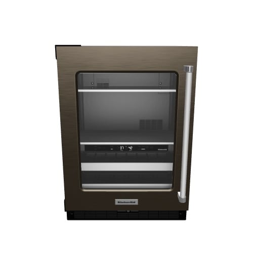 KitchenAid 23.88-in W 14 -Can Capacity Black Stainless Steel with PRINTSHIELD Built-in Indoor Beverage Refrigerator with Glass Door