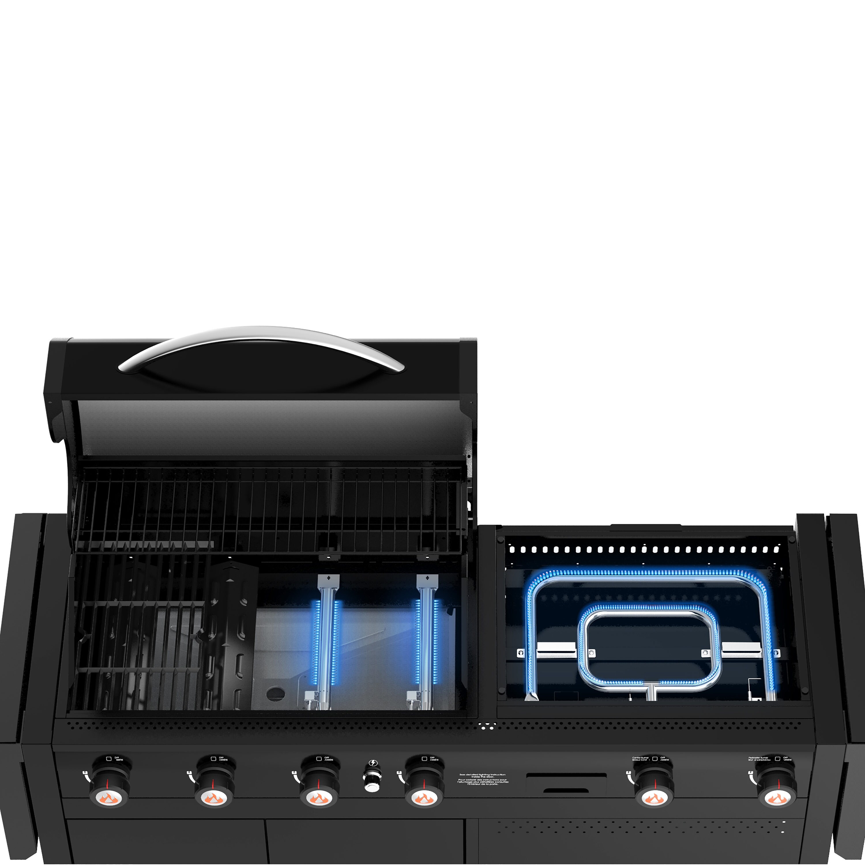 BakerStone Original Series Black 4 -Burner Liquid Propane and Natural Gas Grill 2 -Side Burner