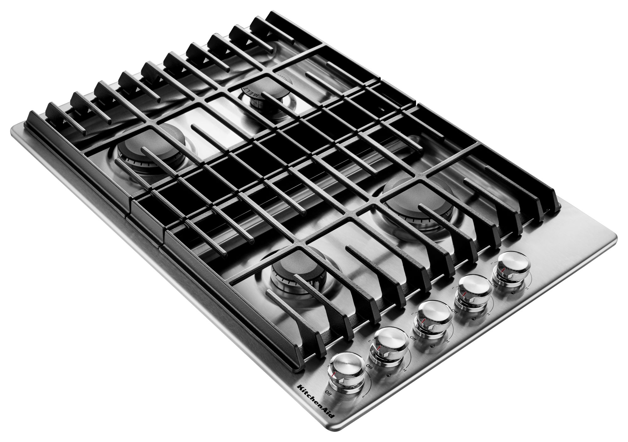 KitchenAid 30-in 4 burners Stainless steel Gas Cooktop with Downdraft Exhaust