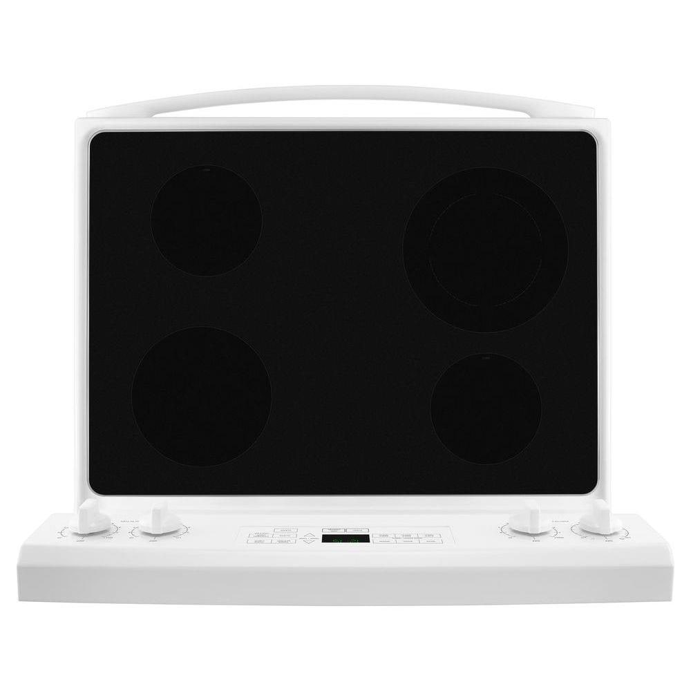 Amana 30-in Glass Top 4 burners 4.8-cu ft Freestanding Electric Range White )