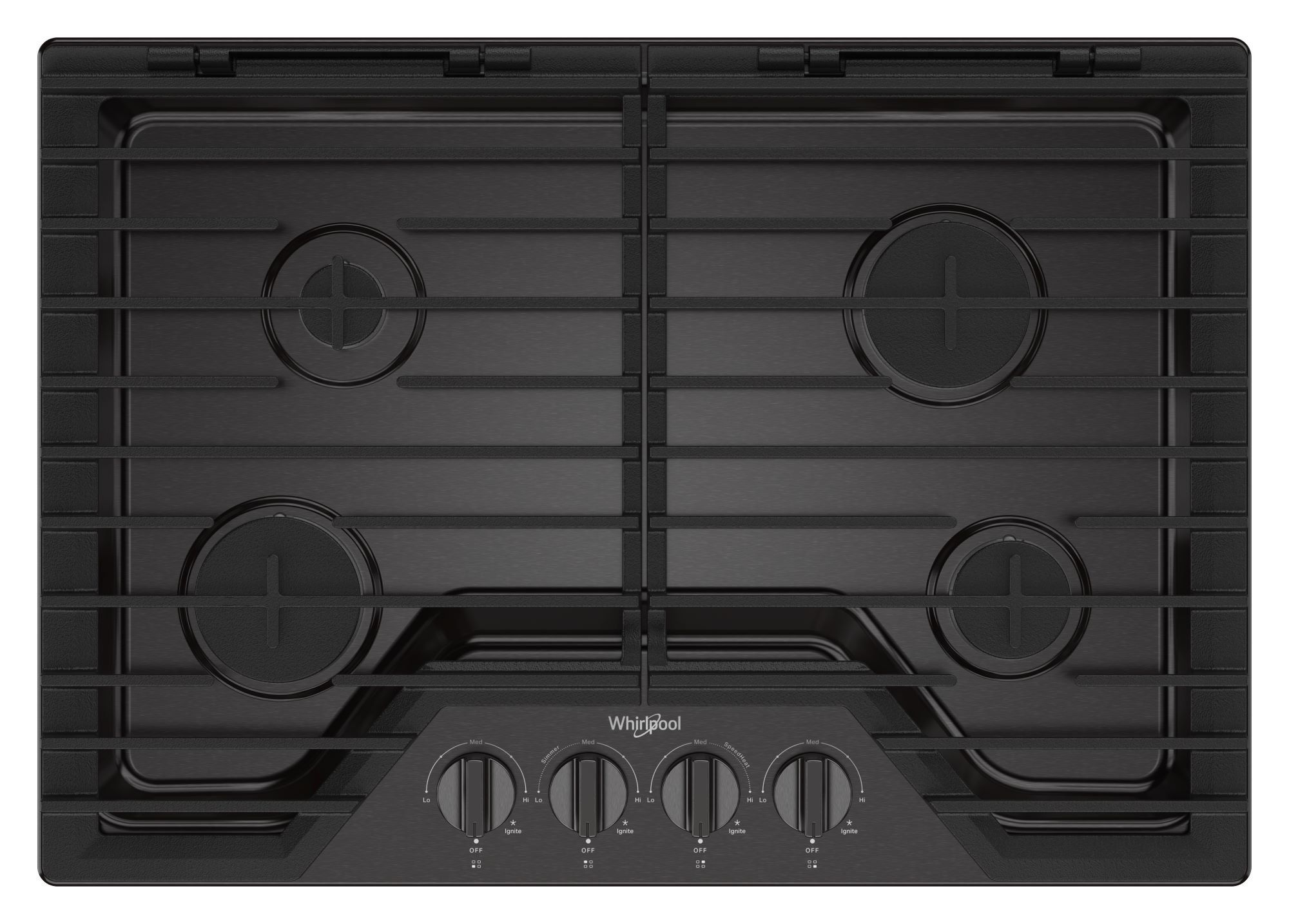 Whirlpool 30-in 4 burners Black Stainless steel Gas Cooktop