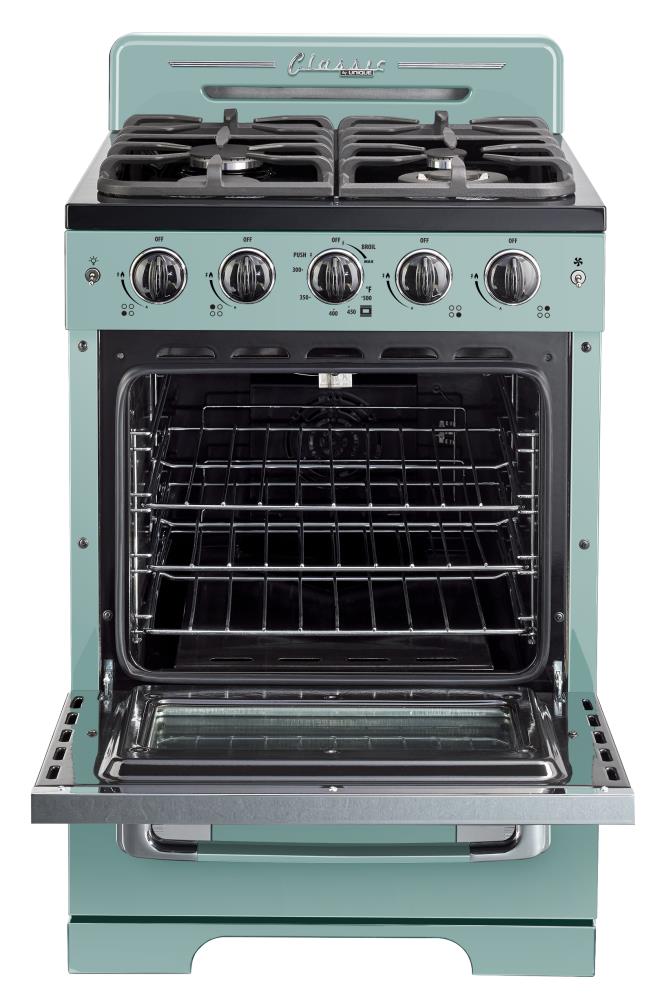UNIQUE Classic Retro 24-in 4 burners 2.9-cu ft Convection Oven Freestanding Natural Gas Range ( Ocean mist turquoise )