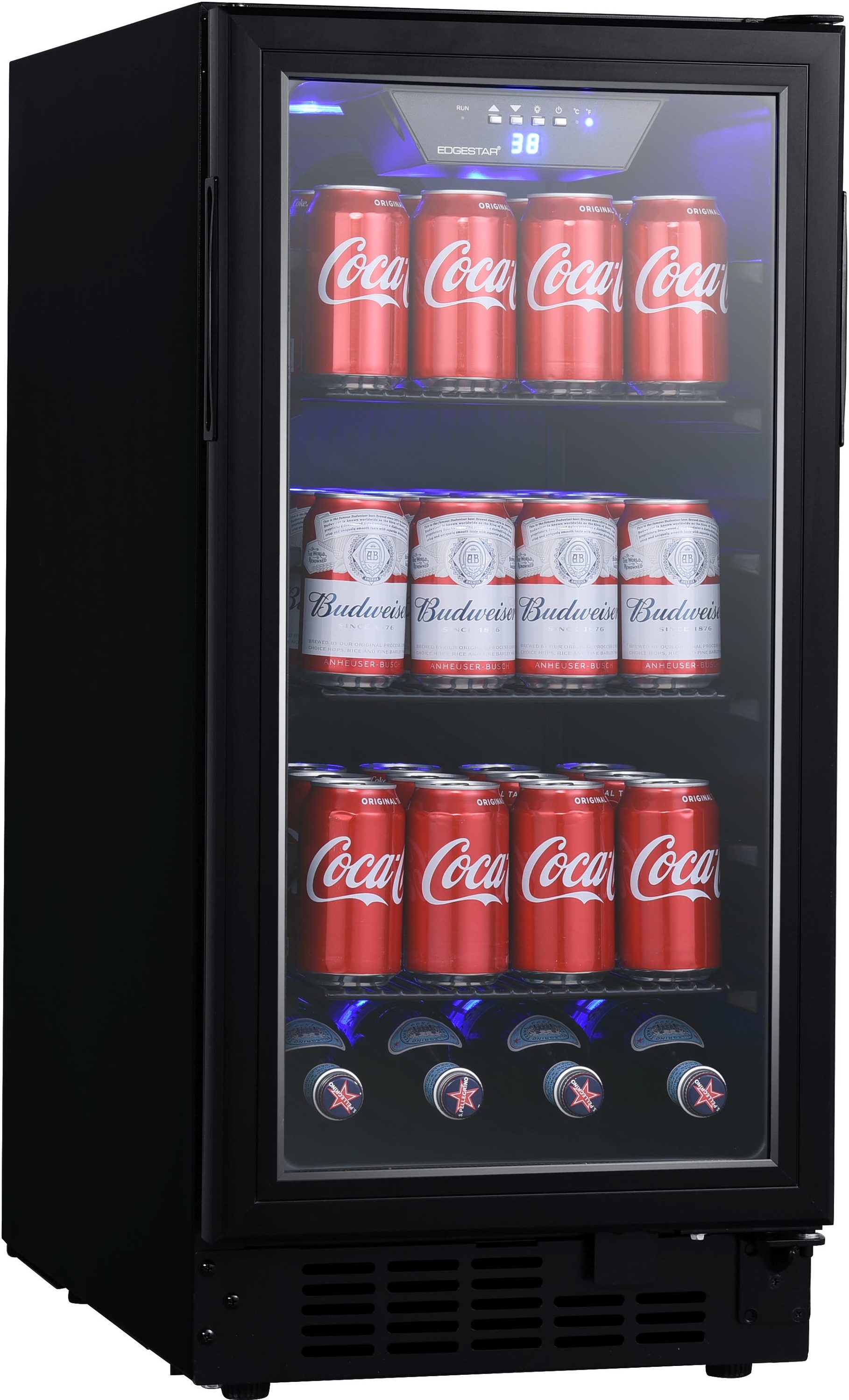 EdgeStar 15-in W 80 -Can Capacity Black Built-in/Freestanding Indoor Beverage Refrigerator with Glass Door