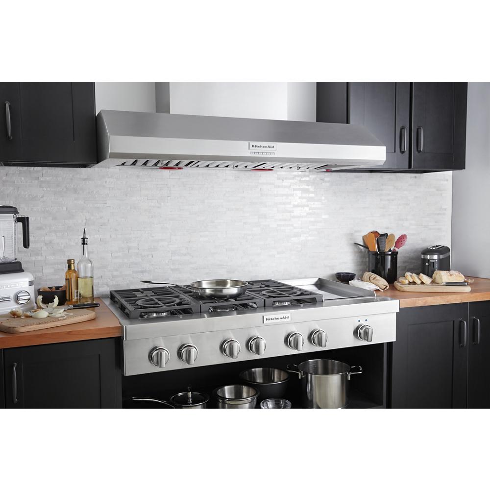 KitchenAid 48 in Commercial Style Wall Mount Canopy Range Hood Stainless Steel
