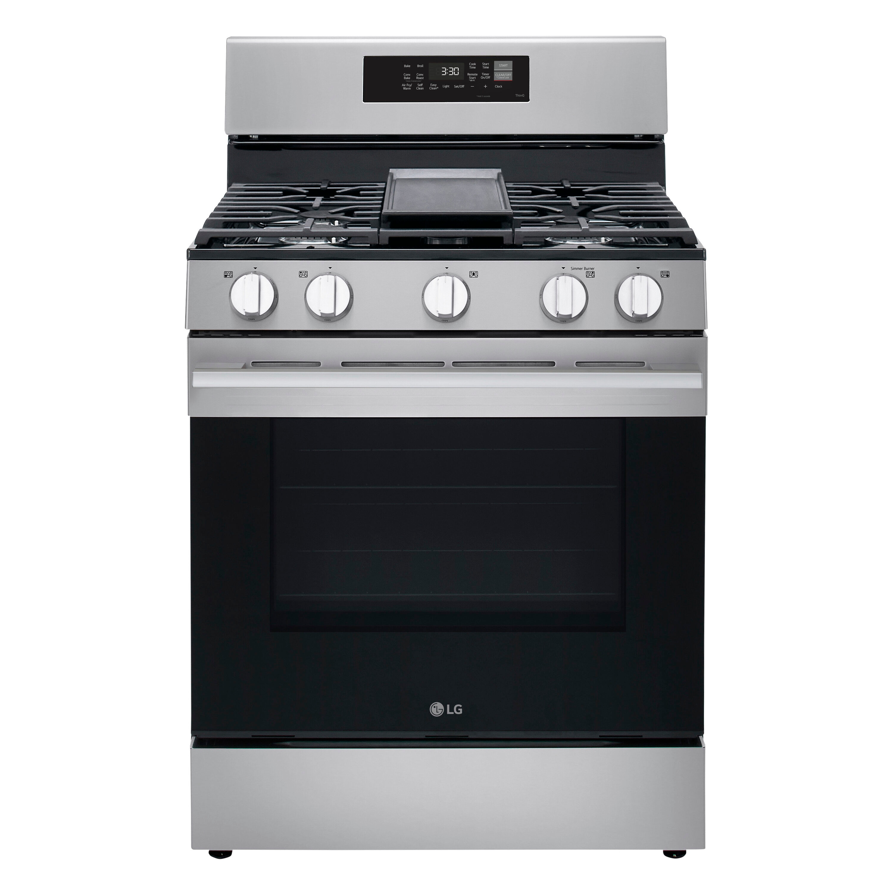 LG 30-in 5 burners 6.3-cu ft Air Fry Convection Oven Freestanding Natural Gas Range ( Stainless Steel )