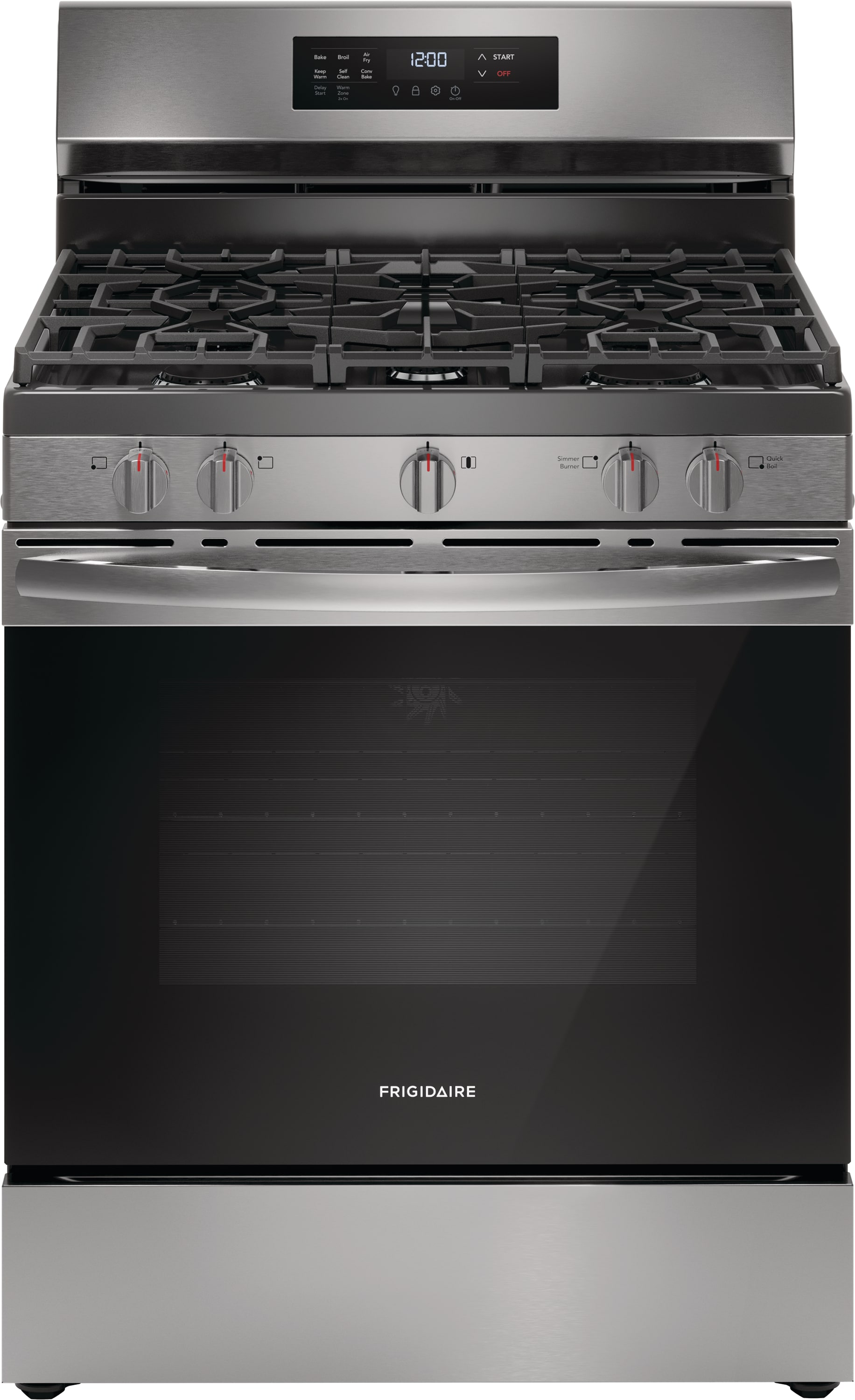 Frigidaire 30-in 5 burners 5.1-cu ft Air Fry Convection Oven Freestanding Natural Gas Range ( Stainless Steel )