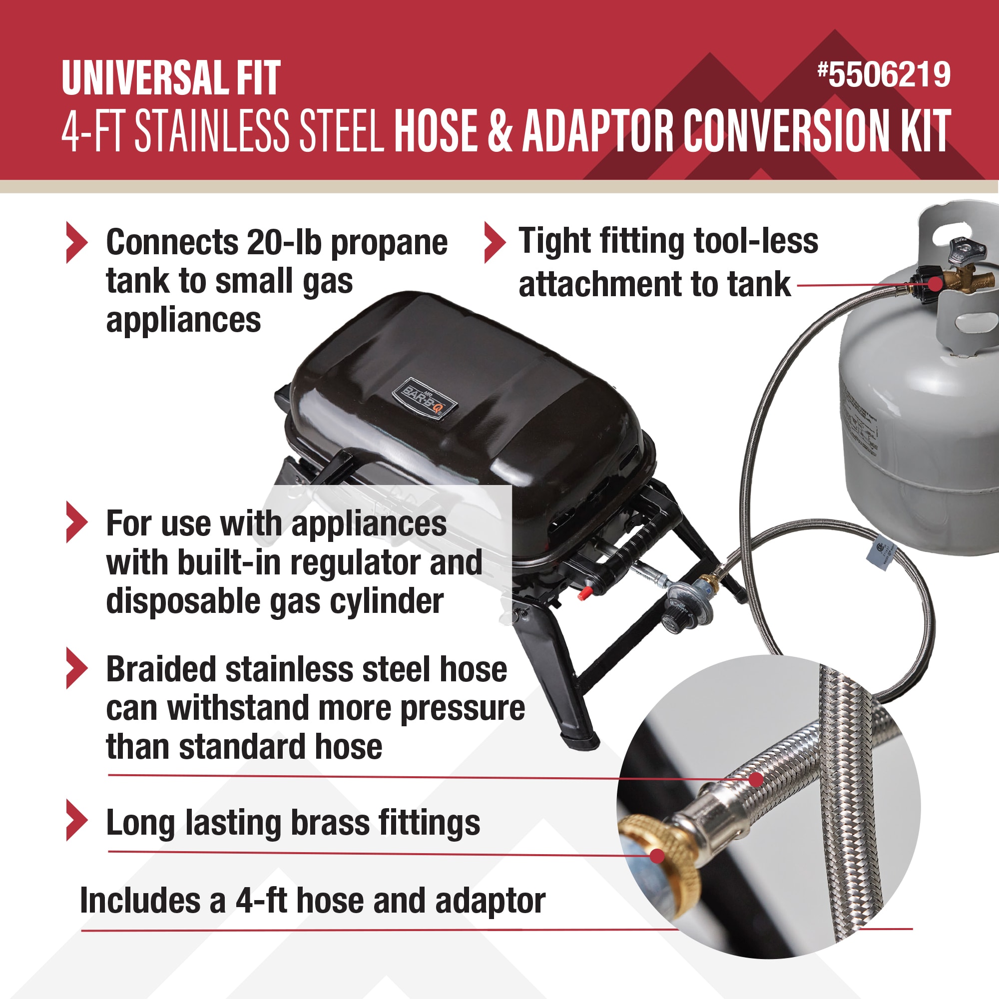 Master Forge 3/8-in Steel 1-lb to 20-lb LP hose and adapter