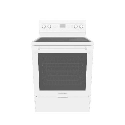 KitchenAid 30-in Glass Top 5 burners 6.4-cu ft Convection Oven Freestanding Electric Range White )