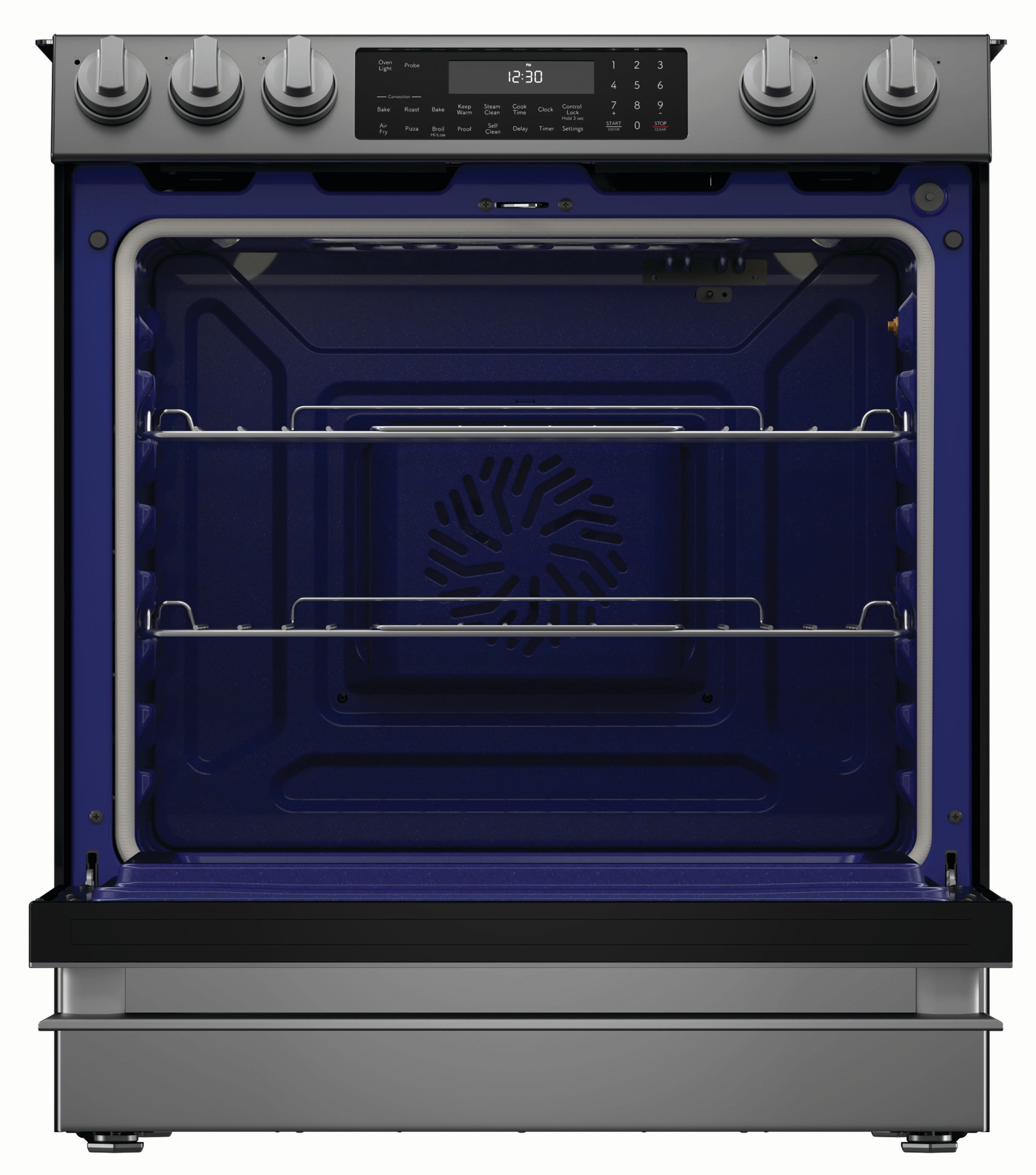 Sharp 30-in Glass Top 5 burners 6.3-cu ft Air Fry Convection Oven Slide-In Electric Range ( Stainless Steel )