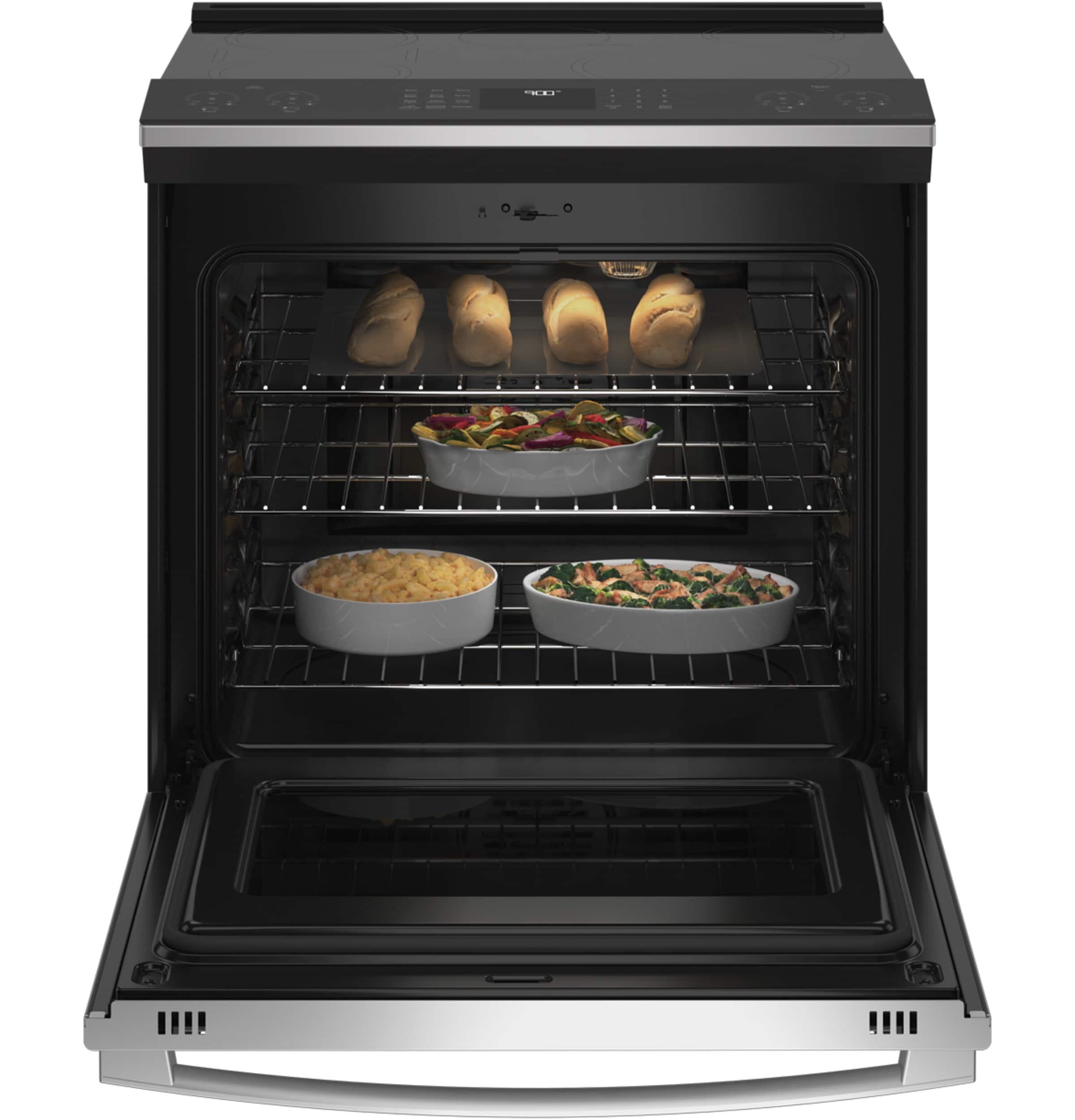GE Profile 30-in 5 Burners 5.3-cu ft Air Fry Convection Oven Slide-in Single Induction Range (Fingerprint-resistant Stainless Steel)