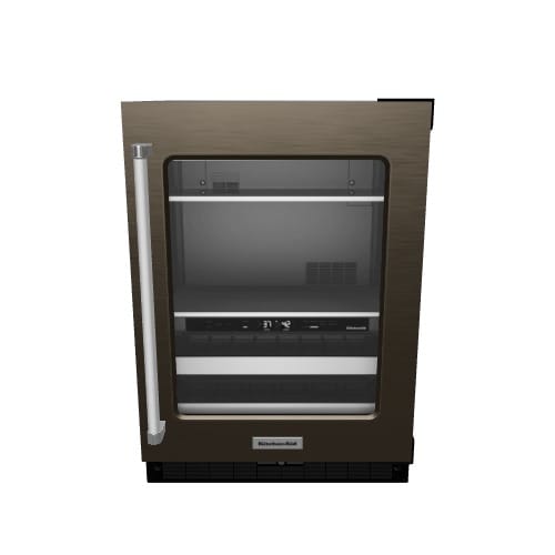 KitchenAid 23.88-in W 14 -Can Capacity Black Stainless Steel with PRINTSHIELD Finish Built-in Indoor Beverage Refrigerator with Glass Door