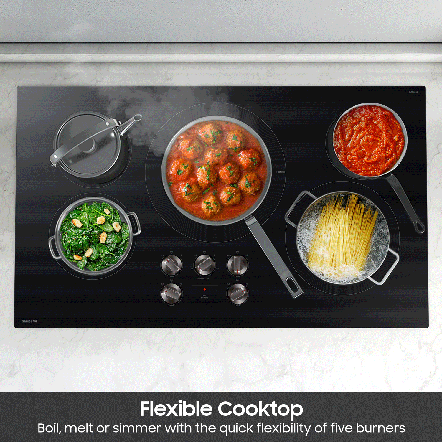 Samsung 36-in 5 burners Smooth Surface (Radiant) Black Electric Cooktop