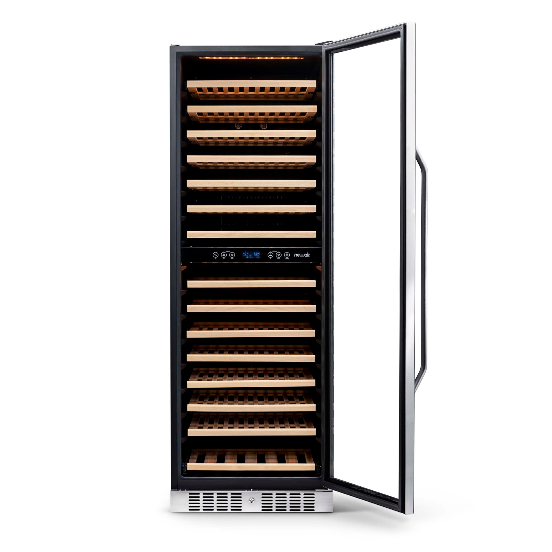 NewAir 23.5-in W 160 -Bottles Stainless Steel and Black Dual Zone Cooling Built-in/Freestanding Indoor Wine Cooler
