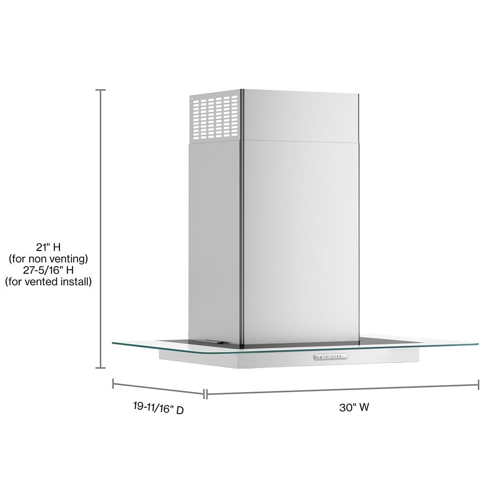 Whirlpool Convertible Wall Mounted Range Hood Stainless Steel Actual 30 in