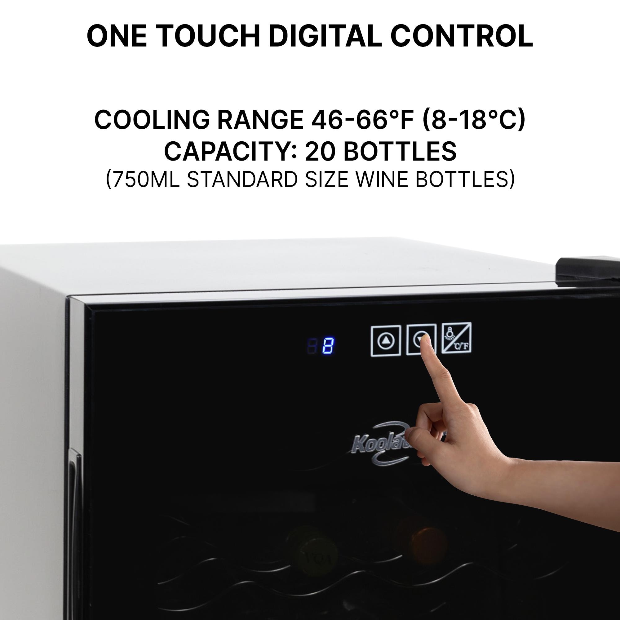 Koolatron 15.75-in W 20 -Bottles Black Enhanced Cooling 20 Bottle Capacity Freestanding Indoor Wine Cooler