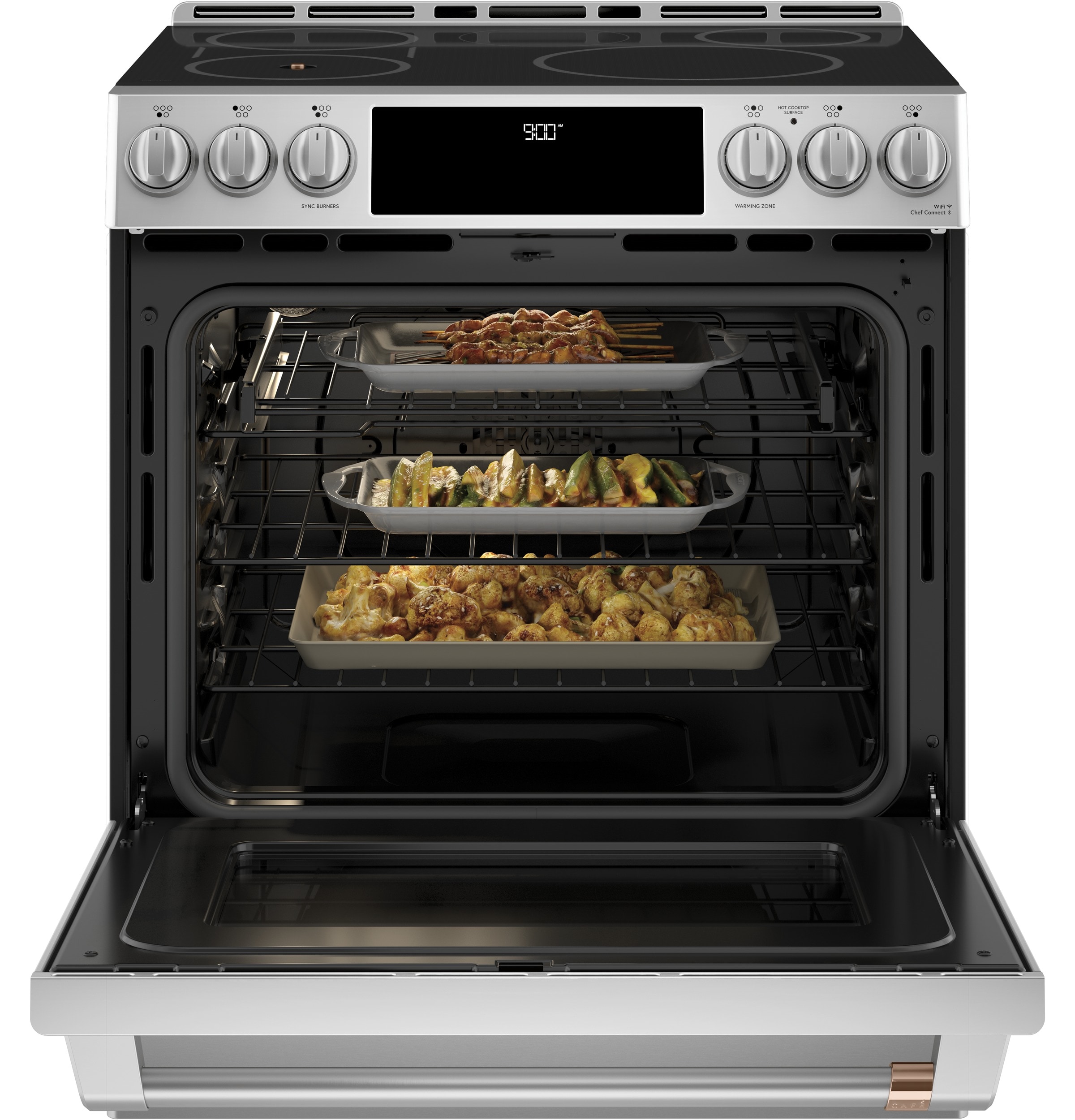 Cafe 30-in 5 Burners 5.7-cu ft Convection Oven Slide-in Single Induction Range (Stainless Steel)