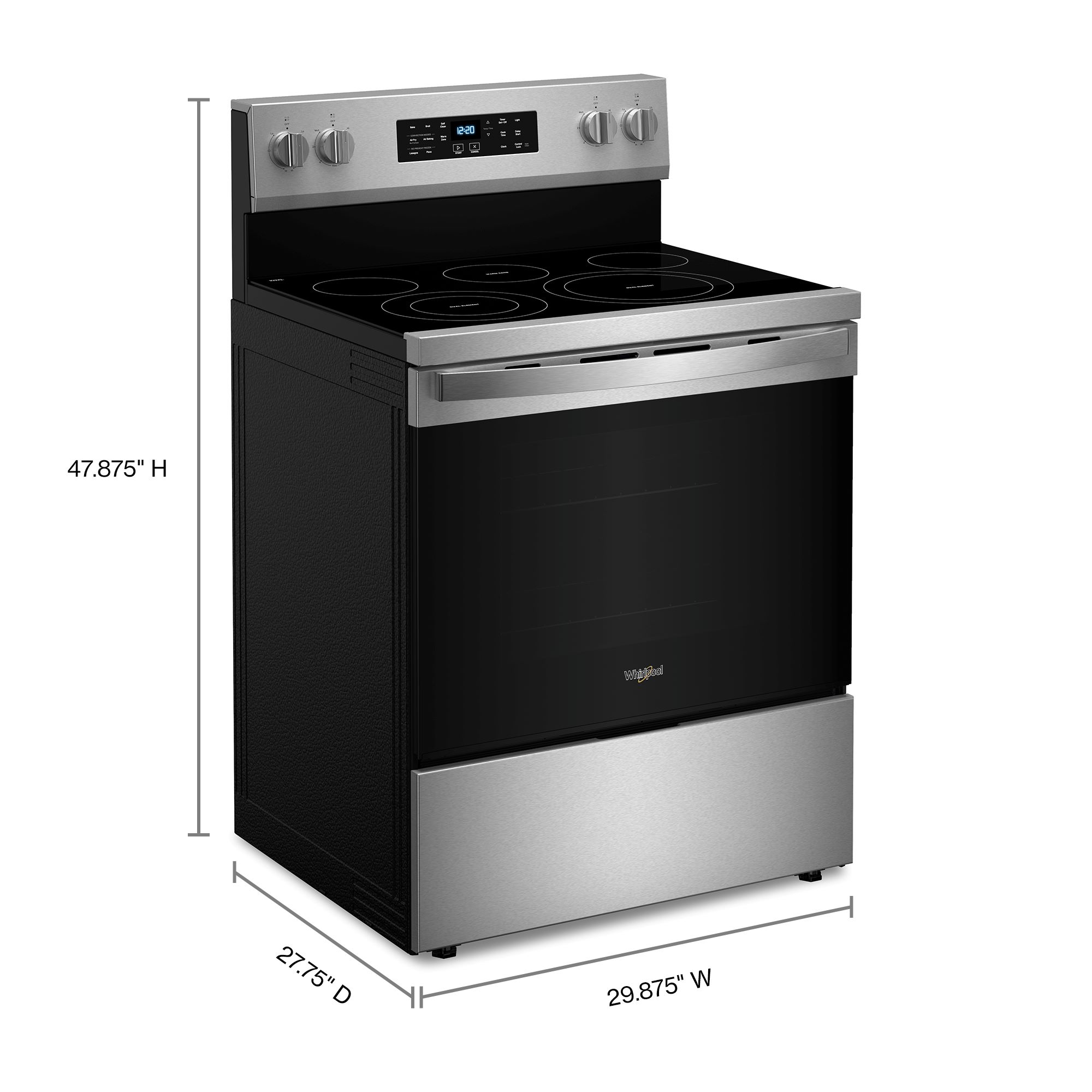 Whirlpool Air Cooking Technology 30-in 5 burners 5-cu ft Air Fry Convection Oven Freestanding Natural Gas Range ( Fingerprint Stainless Steel )