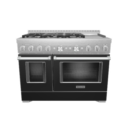 KitchenAid 48-in 6 burners 4.1-cu ft / 2.2-cu ft Convection Oven Freestanding Double Oven Gas Range ( Imperial Black )