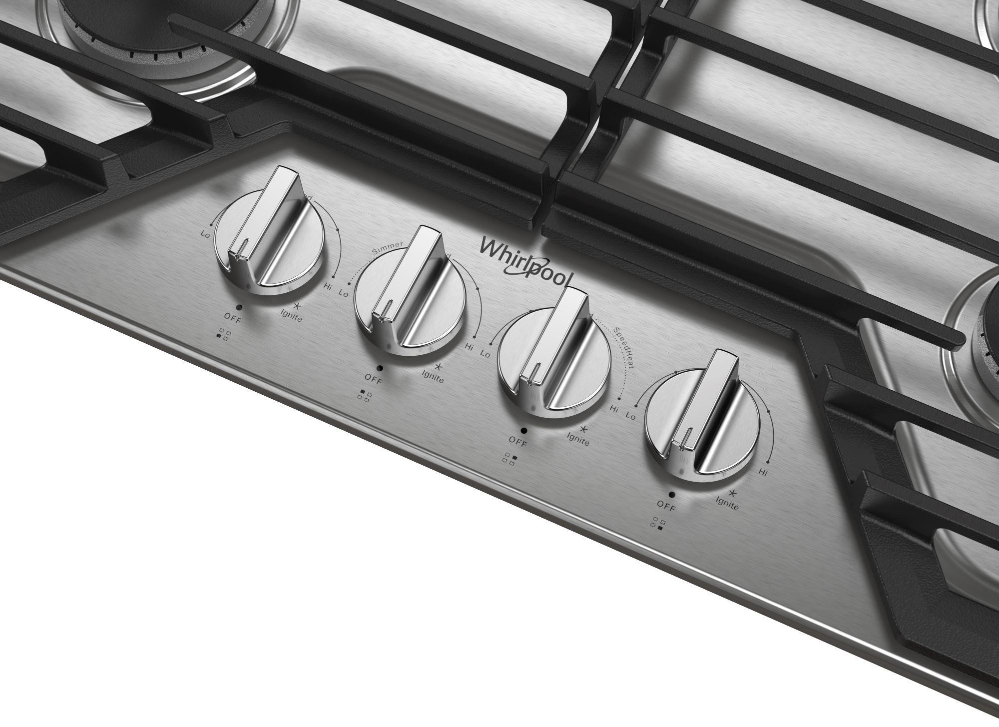 Whirlpool 30-in 4 burners Stainless steel Gas Cooktop