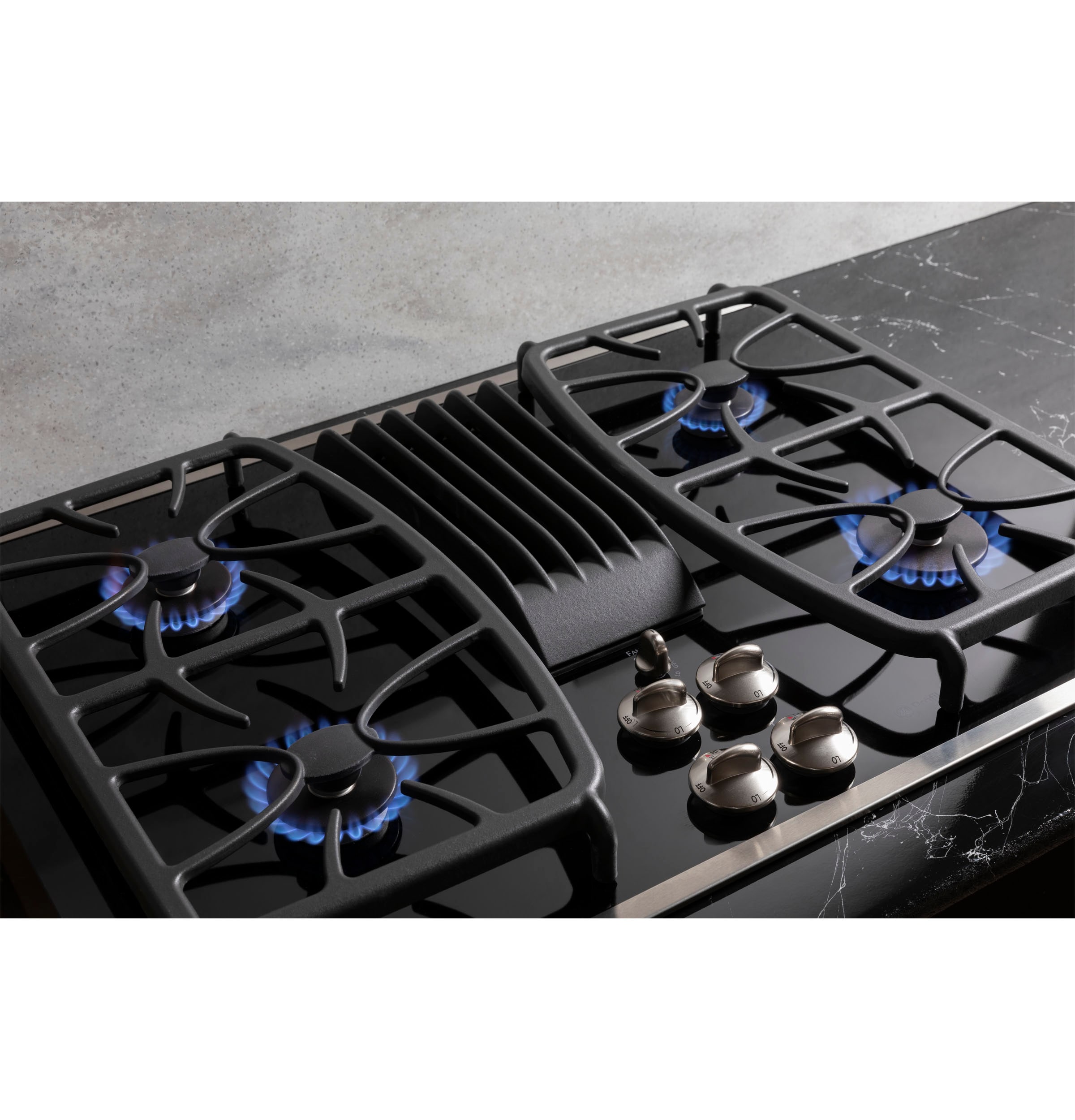 GE Profile 30-in 4 burners Stainless steel Gas Cooktop with Downdraft Exhaust