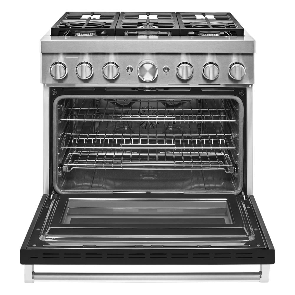 KitchenAid 36-in Deep recessed 6 burners Convection Oven Freestanding Dual Fuel Range ( Imperial Black )