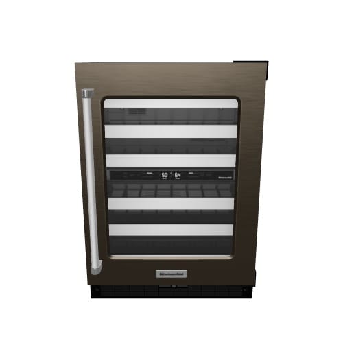 KitchenAid 23.88-in W 46 -Bottles Black Stainless Steel with PRINTSHIELD Finish Dual Zone Cooling Built-in Indoor Wine Cooler