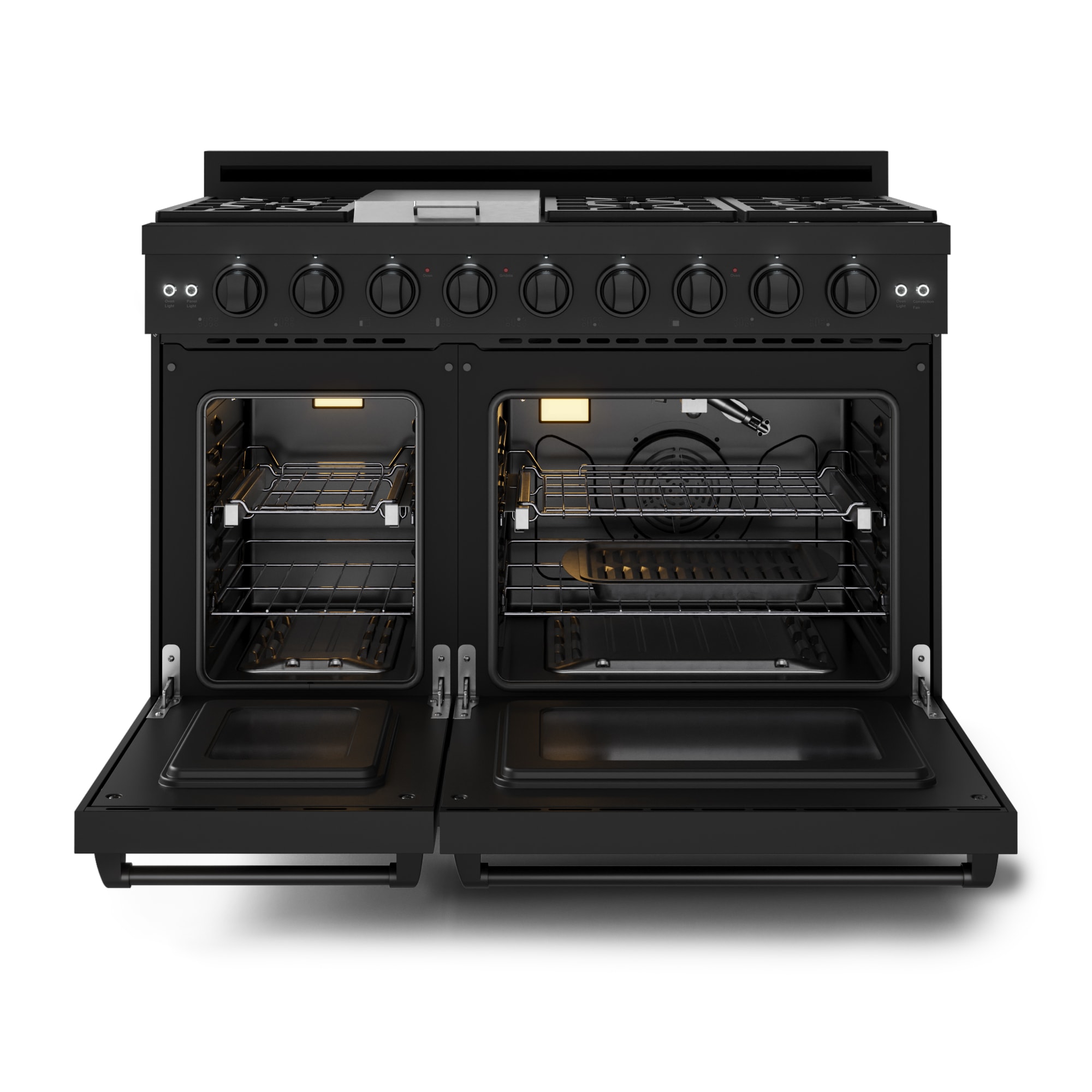 Thor Kitchen Gordon Ramsay Series 48-in 7 burners 4.6-cu ft / 2.2-cu ft Convection Oven Freestanding Double Oven Gas Range ( Matte Black )