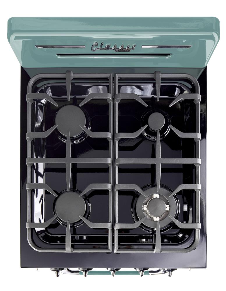 UNIQUE Classic Retro 24-in 4 burners 2.9-cu ft Convection Oven Freestanding Natural Gas Range ( Ocean mist turquoise )