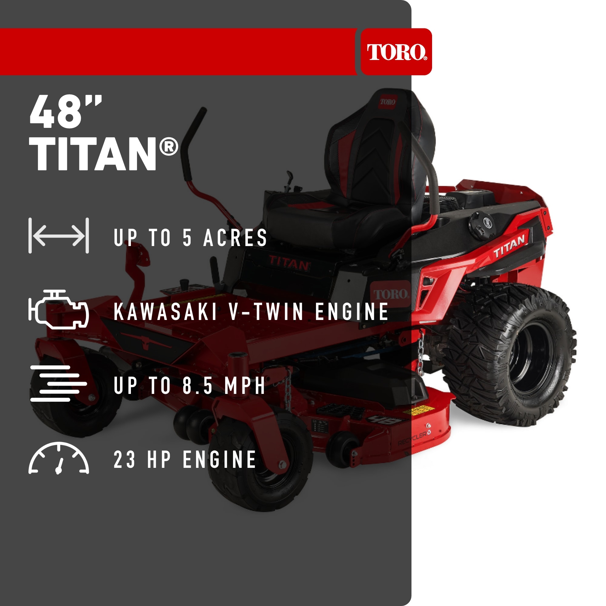 Toro Titan 48-in 23 -HP V-twin Gas Zero-turn Riding Lawn Mower