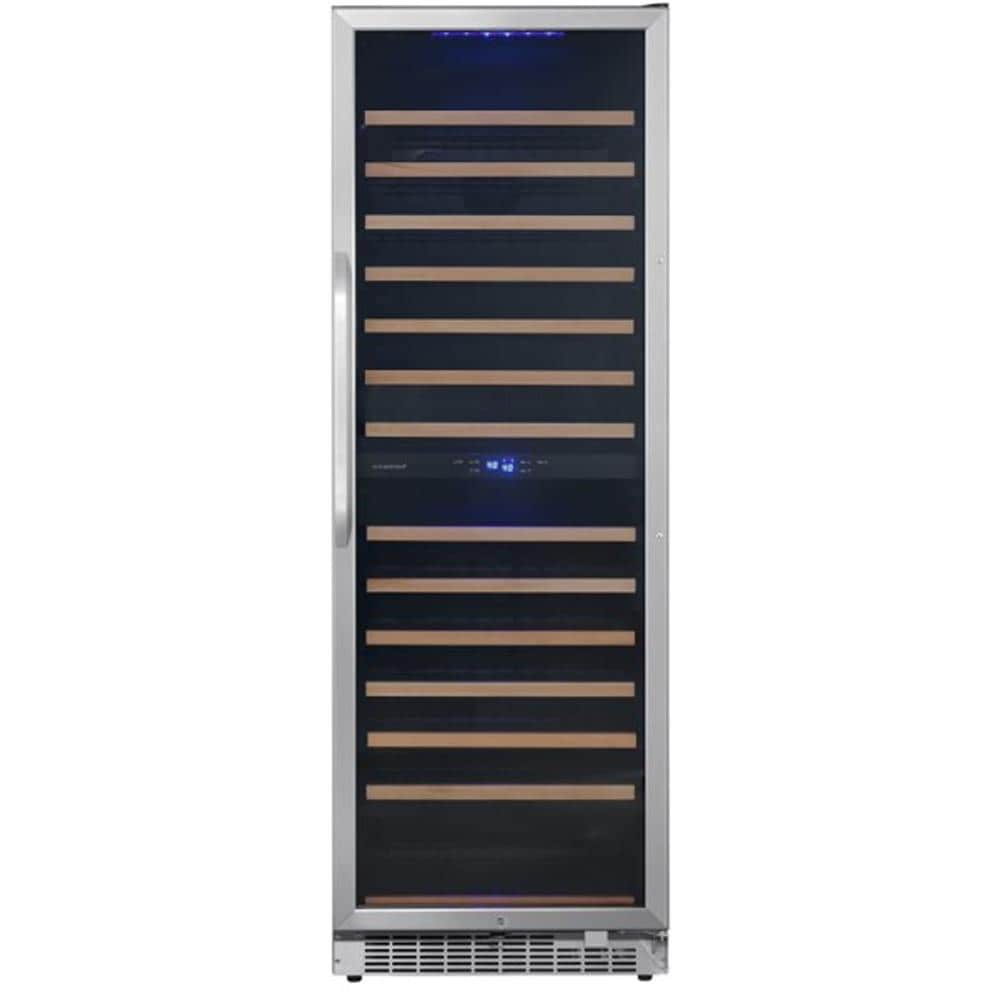 EdgeStar 23.4375-in W 141 -Bottles Black Cabinet Stainless Steel Door Dual Zone Cooling Built-in/Freestanding Indoor Wine Cooler