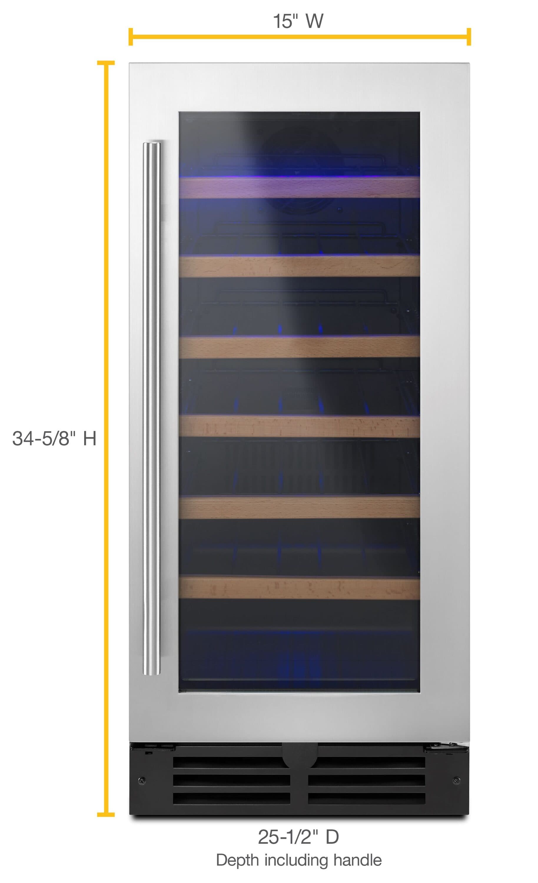 Whirlpool 15.0-in W 34 -Bottles Black-on-Stainless Built-in/Freestanding Indoor Wine Cooler