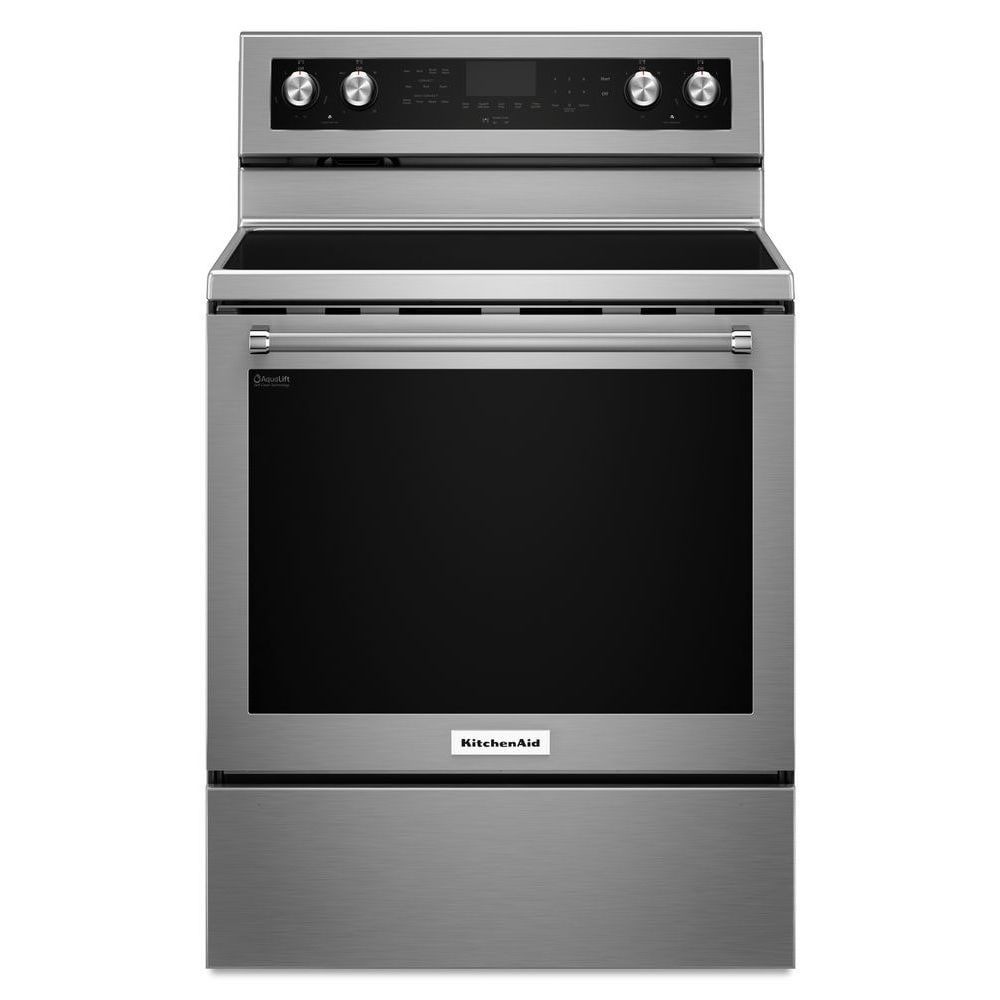KitchenAid 30-in Glass Top 5 burners 6.4-cu ft Convection Oven Freestanding Electric Range Stainless steel )